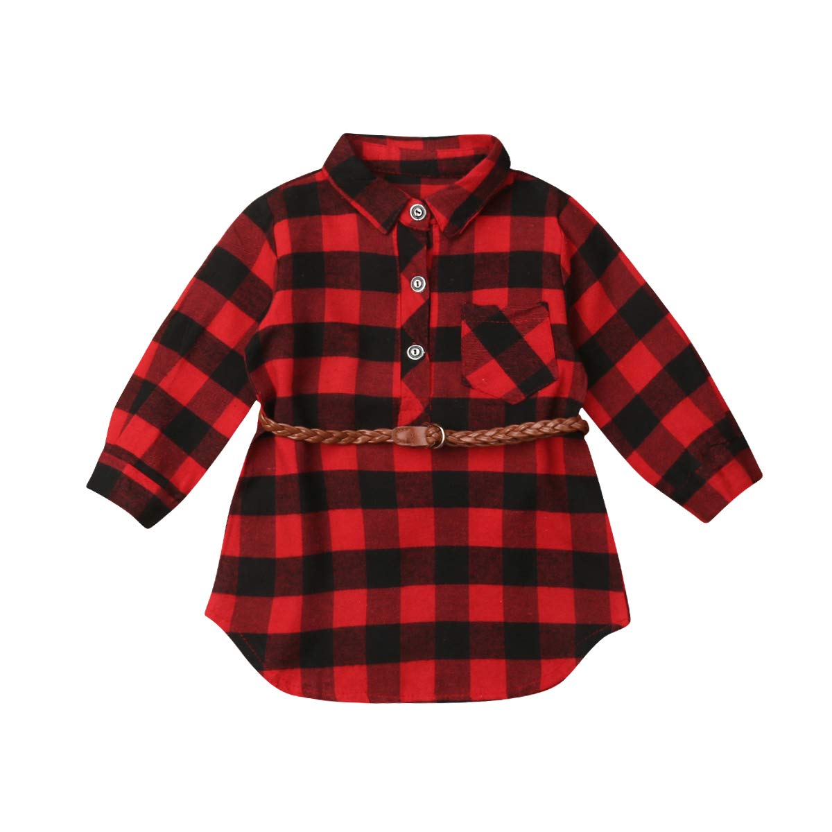 Adorable Toddler Girls Long Sleeve Plaid Party Dress - Princess Wedding Mini Dress with Waistband - Perfect for Birthday Parties, Weddings & Special Occasions