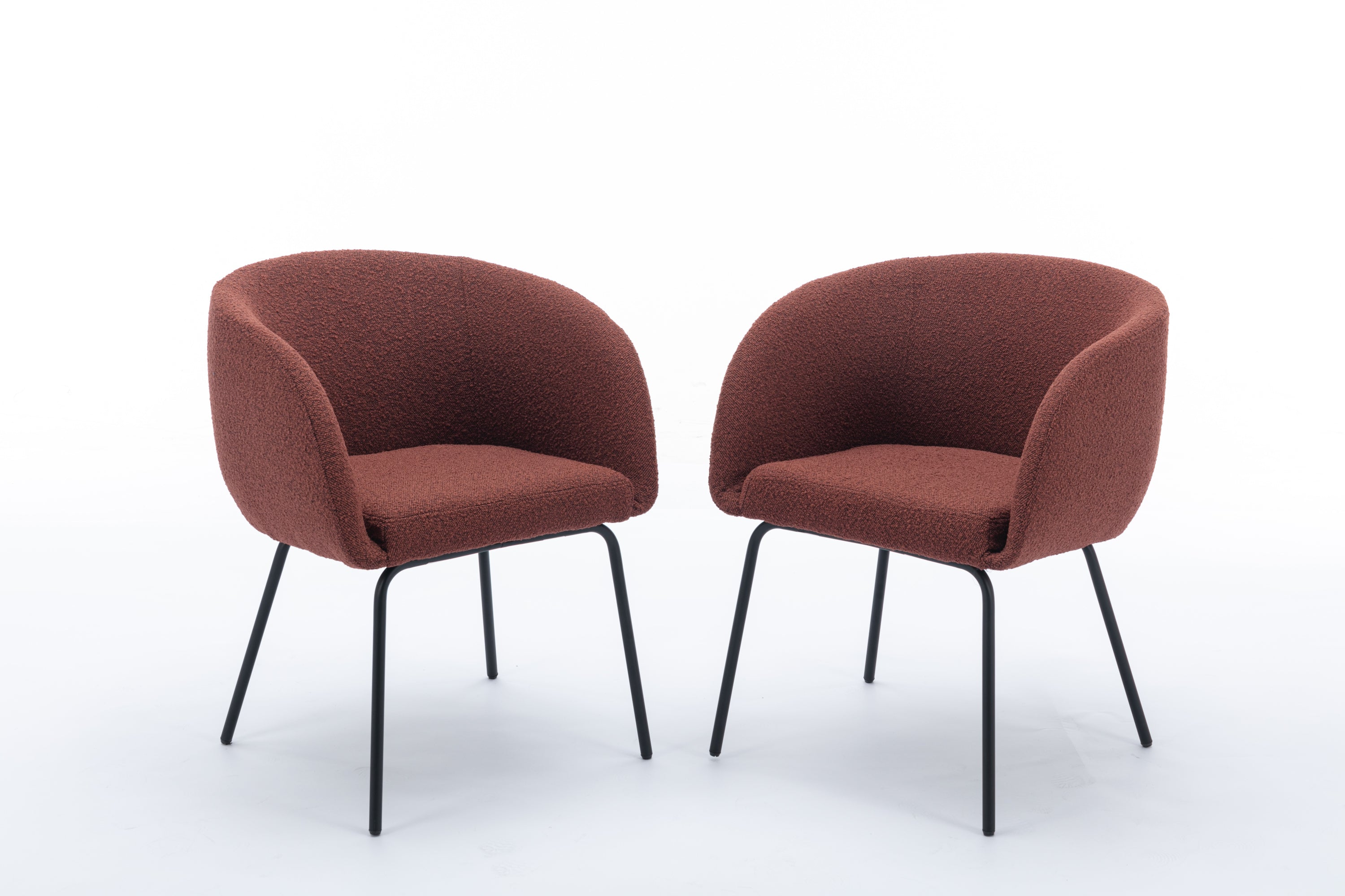 2 Pack Boucle Fabric Dining Chairs with Black Metal Legs - Wine Red | Modern Upholstered Side Chairs for Kitchen, Dining Room, or Office | Comfortable & Stylish Seating Solution