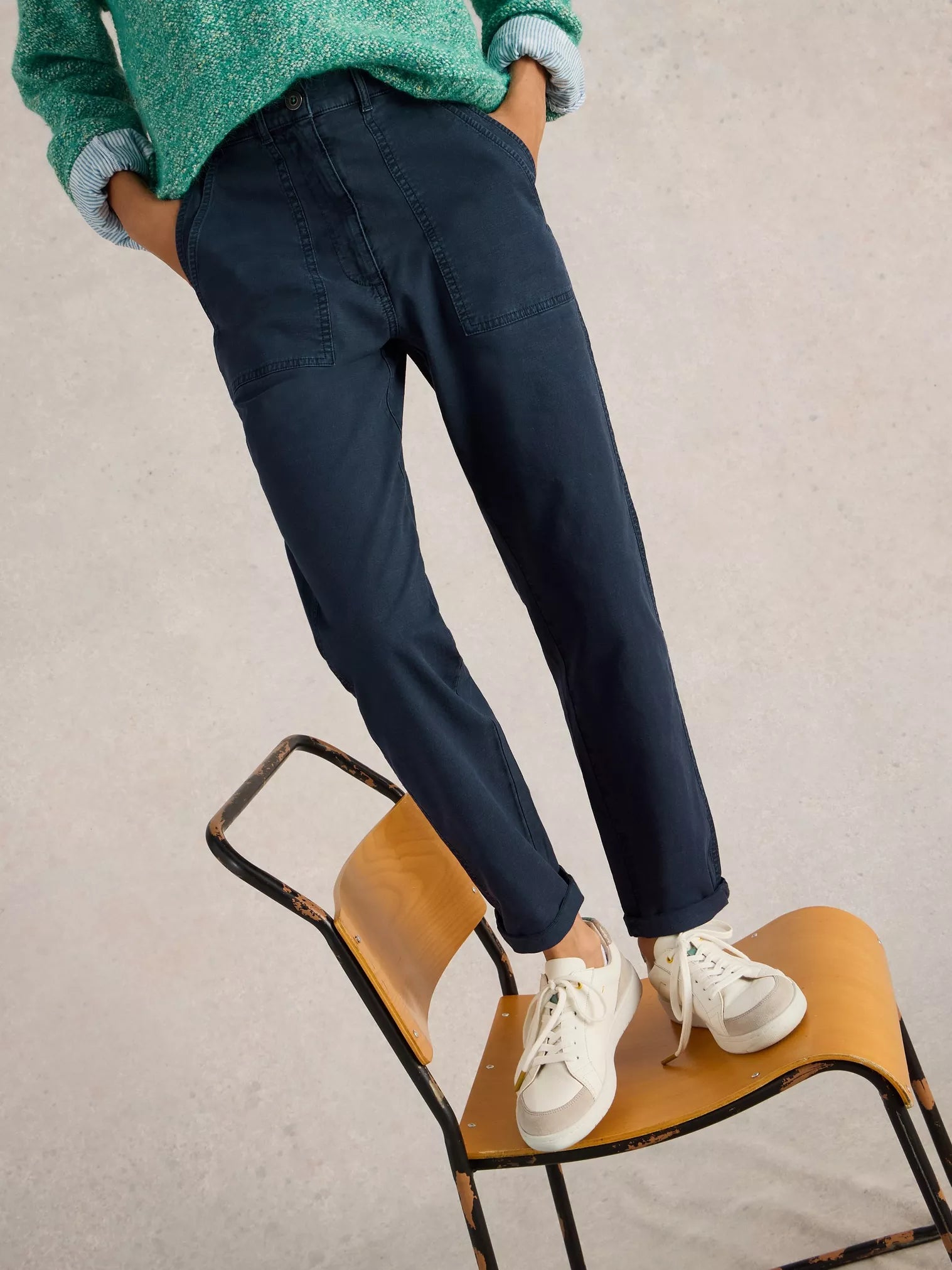 442668 Twister Chino Navy Trouser - Men's Slim Fit Casual Pants for Work, Office & Everyday Wear