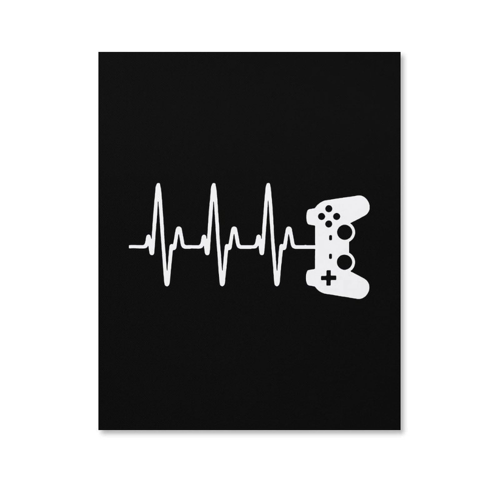 Gamer Heartbeat Canvas Wall Art - 16x20 Inch (40x50cm) Wooden Framed Poster - Perfect for Gaming Room Decor, Bedroom Wall Art & Office Wall Decor