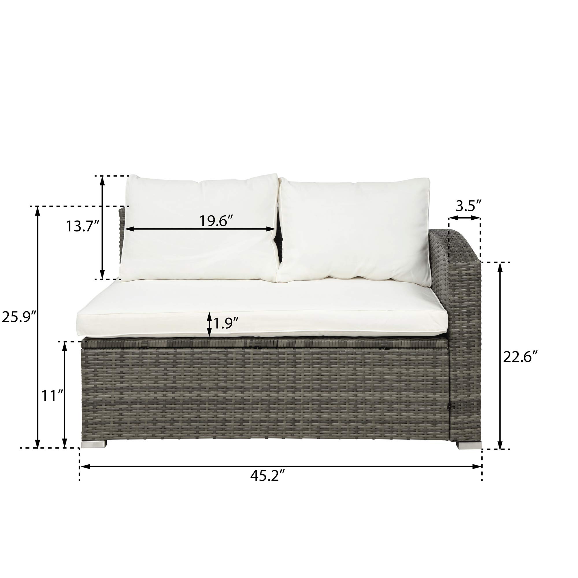 4-Piece Outdoor Cushioned PE Rattan Wicker Sectional Sofa Set with Coffee Table & Storage Ottoman - Waterproof Patio Furniture for Garden, Backyard, Poolside (Beige) - Perfect for Relaxing, Entertaining & Outdoor Lounging