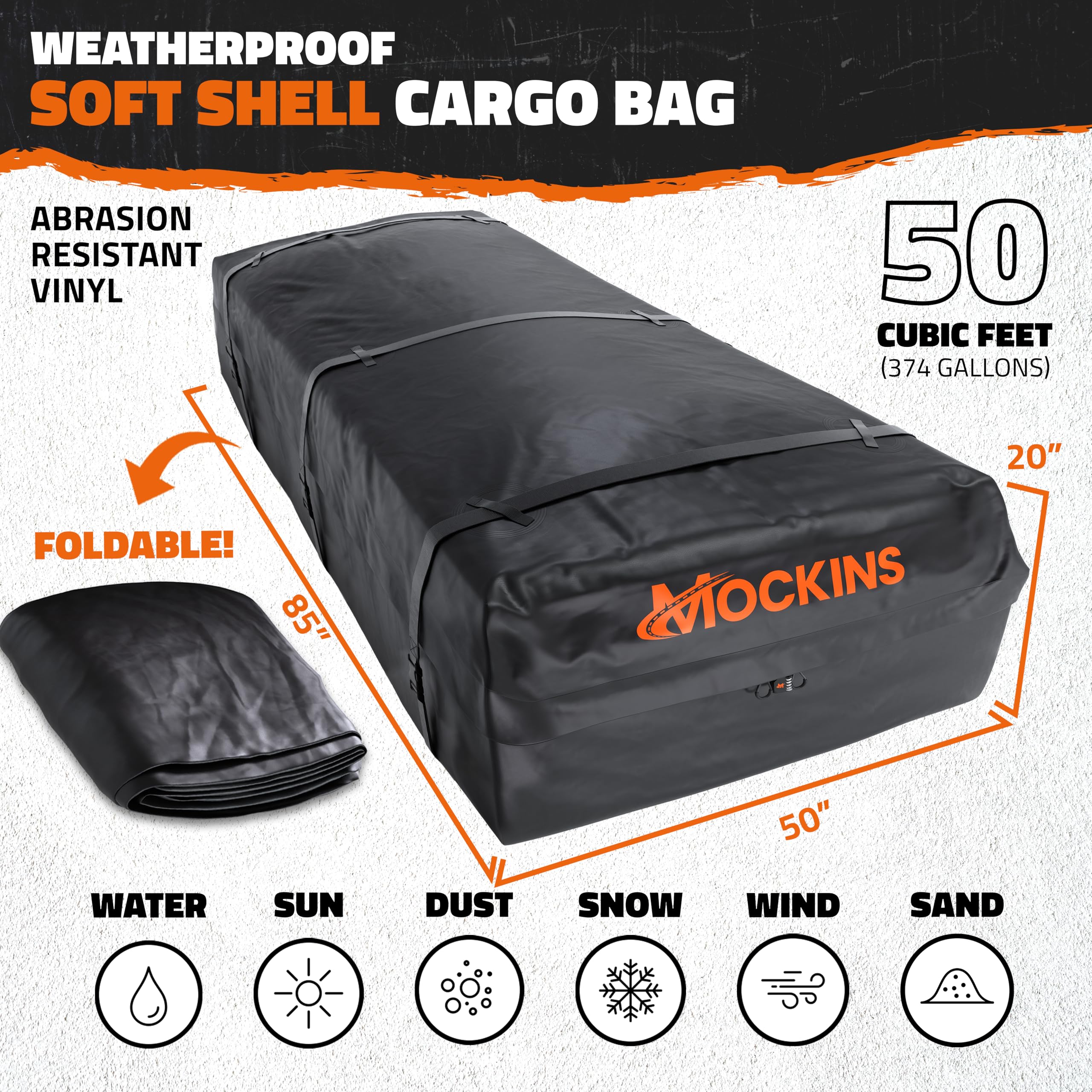 Mockins XXL 50 Cu Ft Waterproof Rooftop Cargo Carrier Bag | 85
