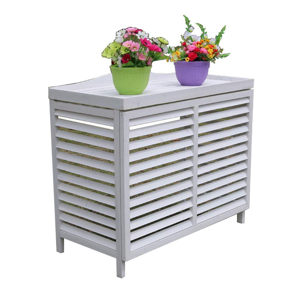 Zzmop White Wooden Plant Storage Rack - AC Cover & Flower Stand for Patio, Lawn, Garden | Durable Anti-Corrosion Outdoor Decor for Air Conditioner & Plant Display