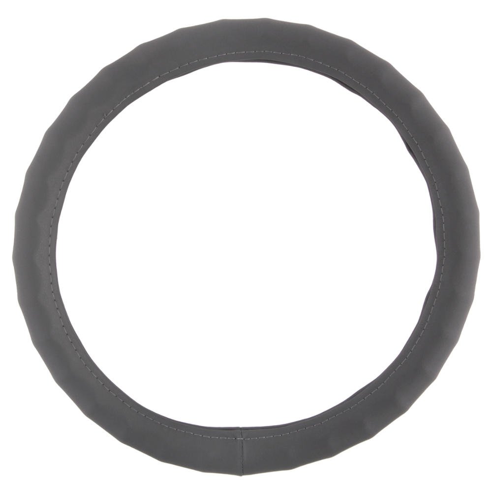 Motor Trend Ergonomic Grip Steering Wheel Cover - Genuine Leather (Gray) for Small Cars, SUVs & Boats (13.5-14.5
