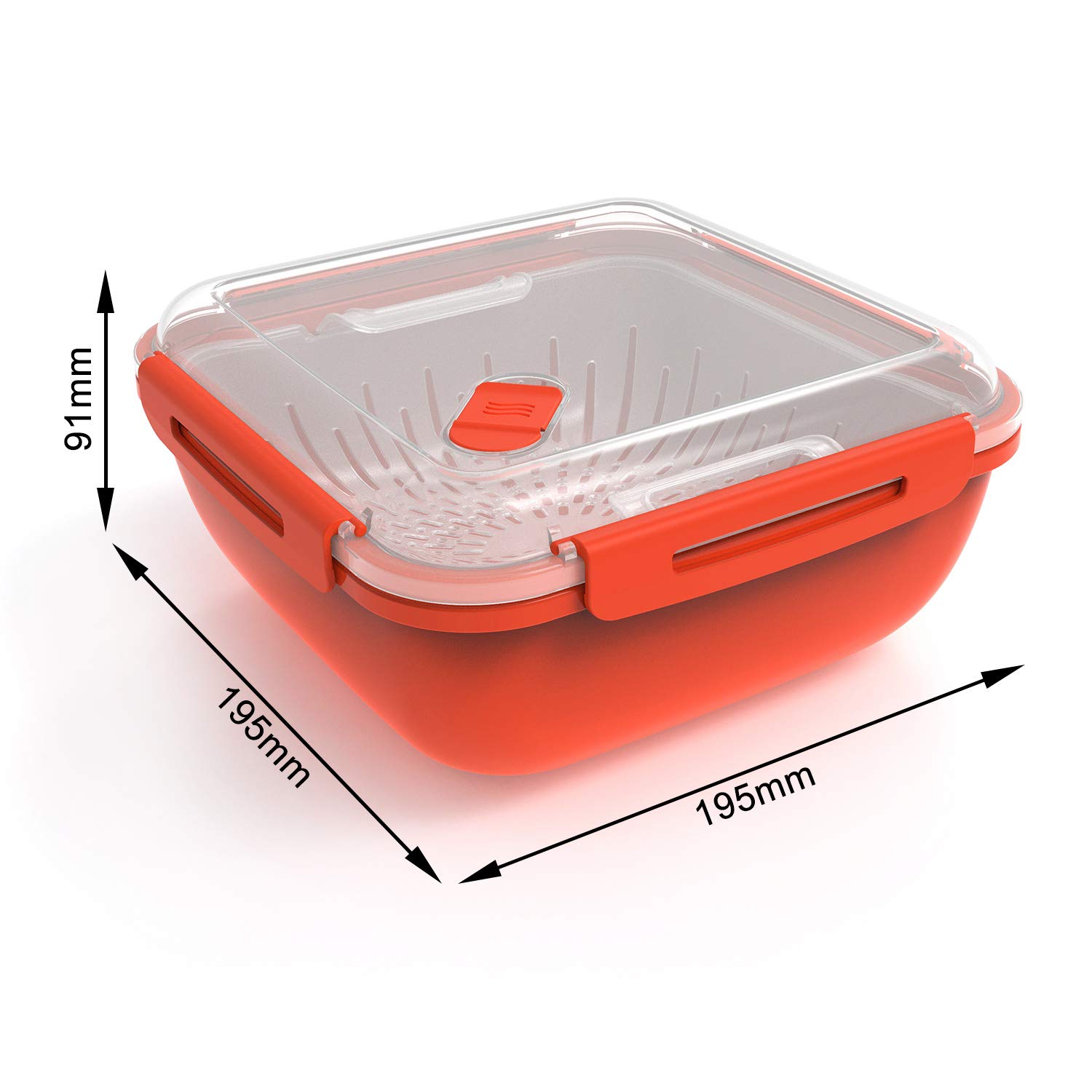 BPA-Free Rotho Memory Microwave Steamer with Filter Insert – 1.7L Red/Transparent PP Plastic Container (19.5x19.5x9.1cm) – Perfect for Healthy Vegetable Cooking & Meal Prep
