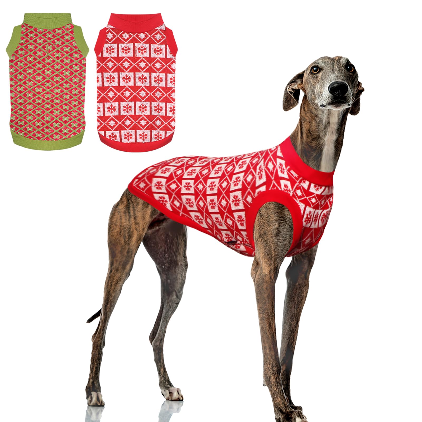 2 Pack Dog Sweaters - Warm Knit Pullover Vest with Leash Hole for Small Medium Large Dogs | Winter Fall Pet Clothing & Christmas Costume Outfits | Perfect for Cold Weather Walks and Holiday Photos