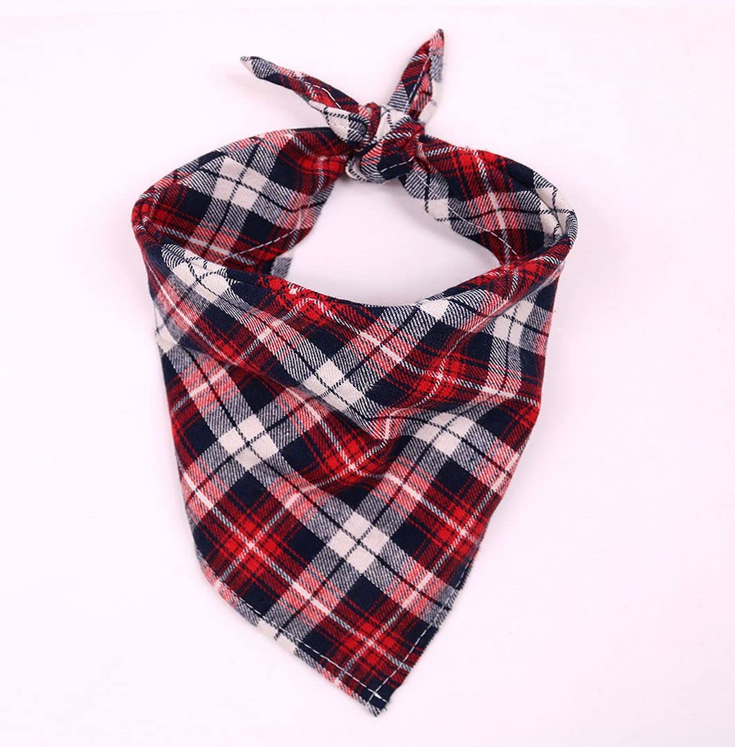 ChezAbbey 5-Pack Classic Plaid Dog Bandanas - Adjustable Pet Scarves, Triangle Bibs & Kerchiefs for Small Medium Large Dogs - Perfect for Birthdays, Holidays & Daily Wear (Dog Burp Cloths, Cat Saliva Towels, Pet Costume Accessories)