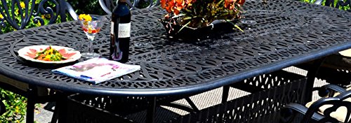 7-Piece Patio Dining Set - Durable Cast Aluminum Outdoor Furniture with Palm Tree Design Chairs & 42
