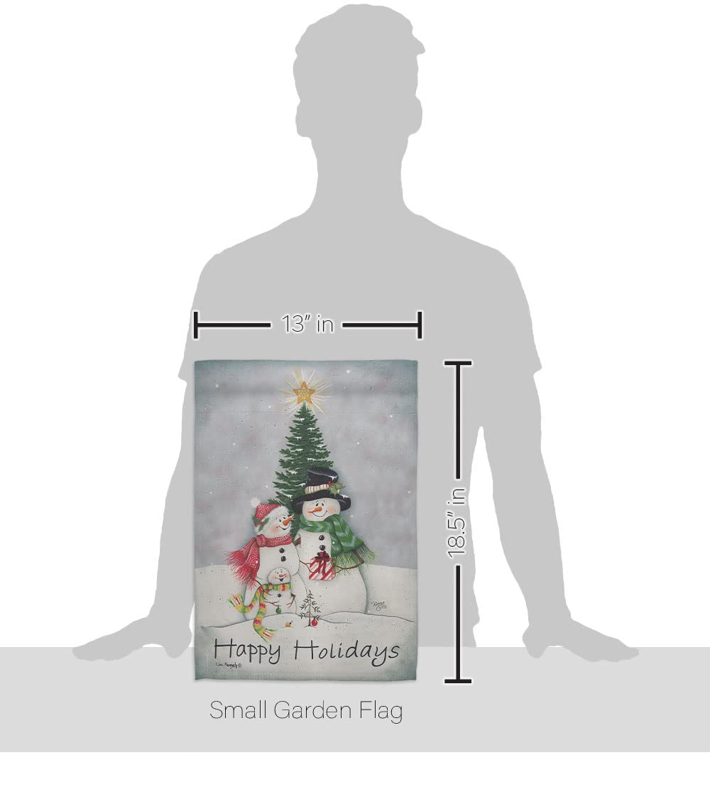 Snowman Family Christmas Garden Flag Set 13x18.5in - Winter Yard Decor