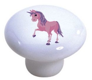 Set of 2 Pink & Purple Unicorn Ceramic Drawer Pull Knobs - Cute Cabinet Handles for Kids Room, Nursery, Dresser & Furniture Upgrade - Perfect for DIY Home Decor & Bedroom Makeover