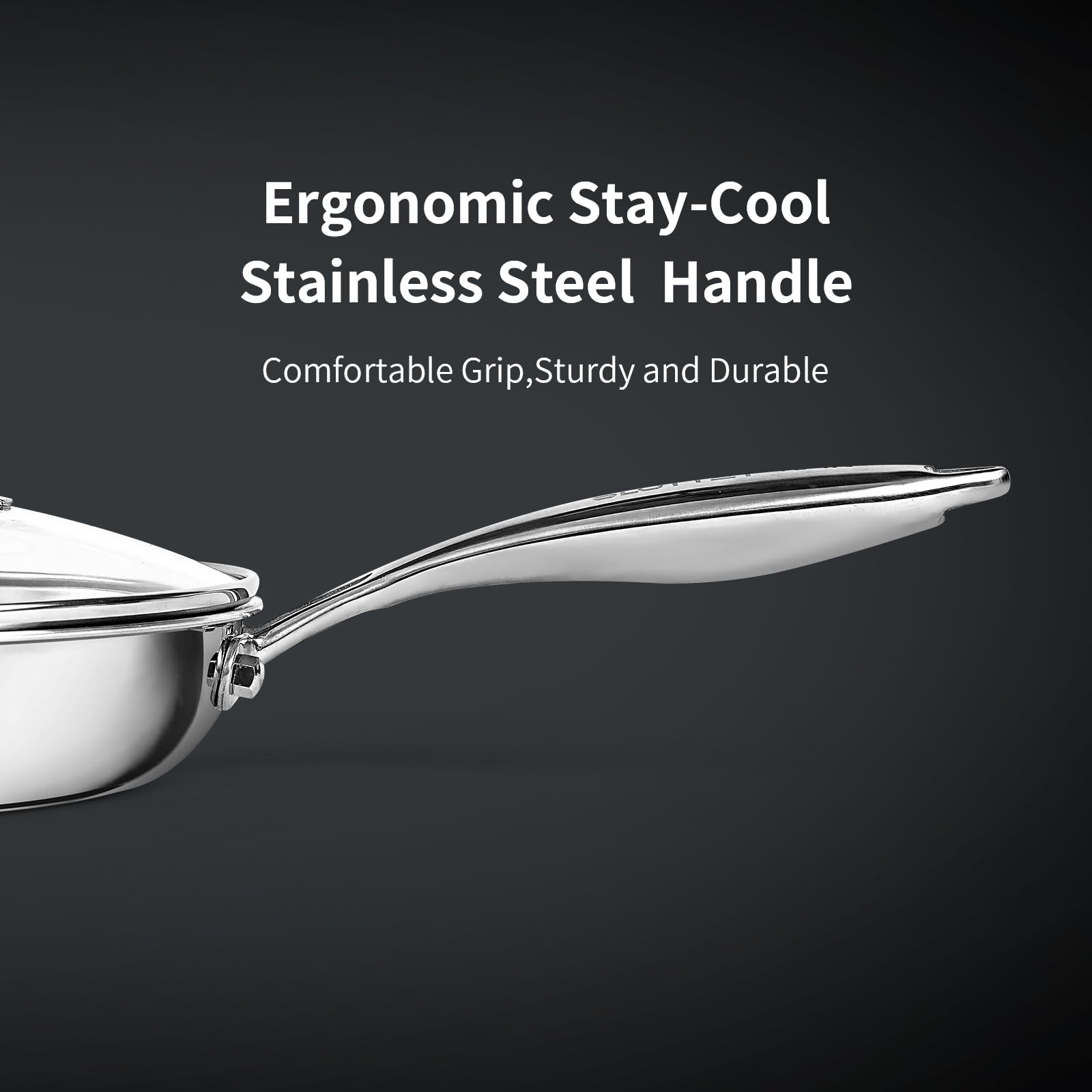 10 Inch Tri-Ply Stainless Steel Frying Pan - Whole-Clad Induction Skillet with Stay-Cool Handle, Oven & Dishwasher Safe - Perfect for Searing, Sauteing & Baking - Ideal for Home Chefs & Professional Kitchens