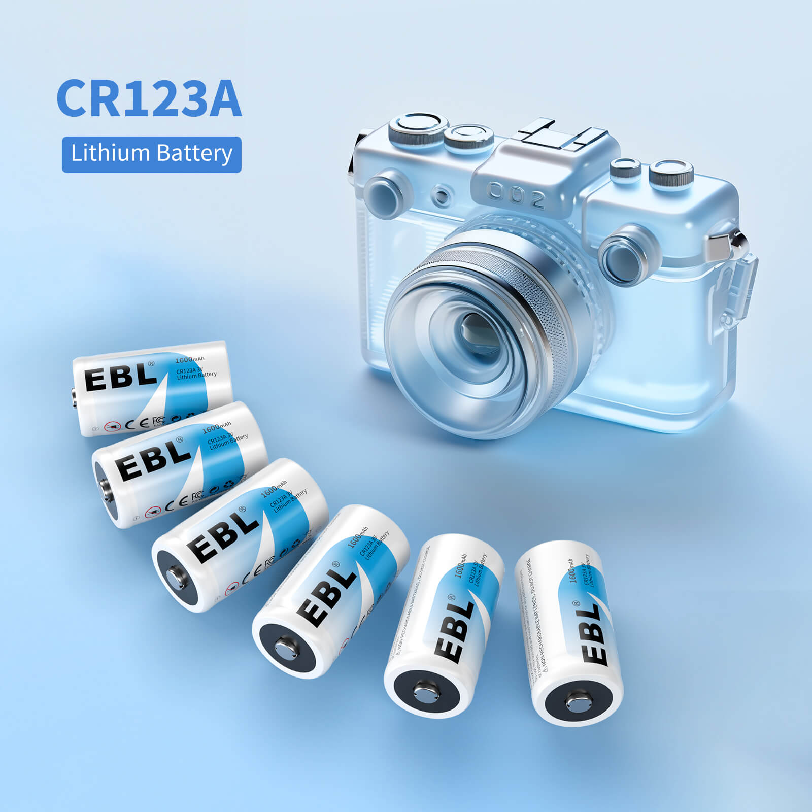 EBL CR123A 1600mAh Lithium Batteries (4-Pack) - High Power Non-Rechargeable Batteries for Cameras, Flashlights & Security Devices - Long Lasting Performance for Photography & Outdoor Gear