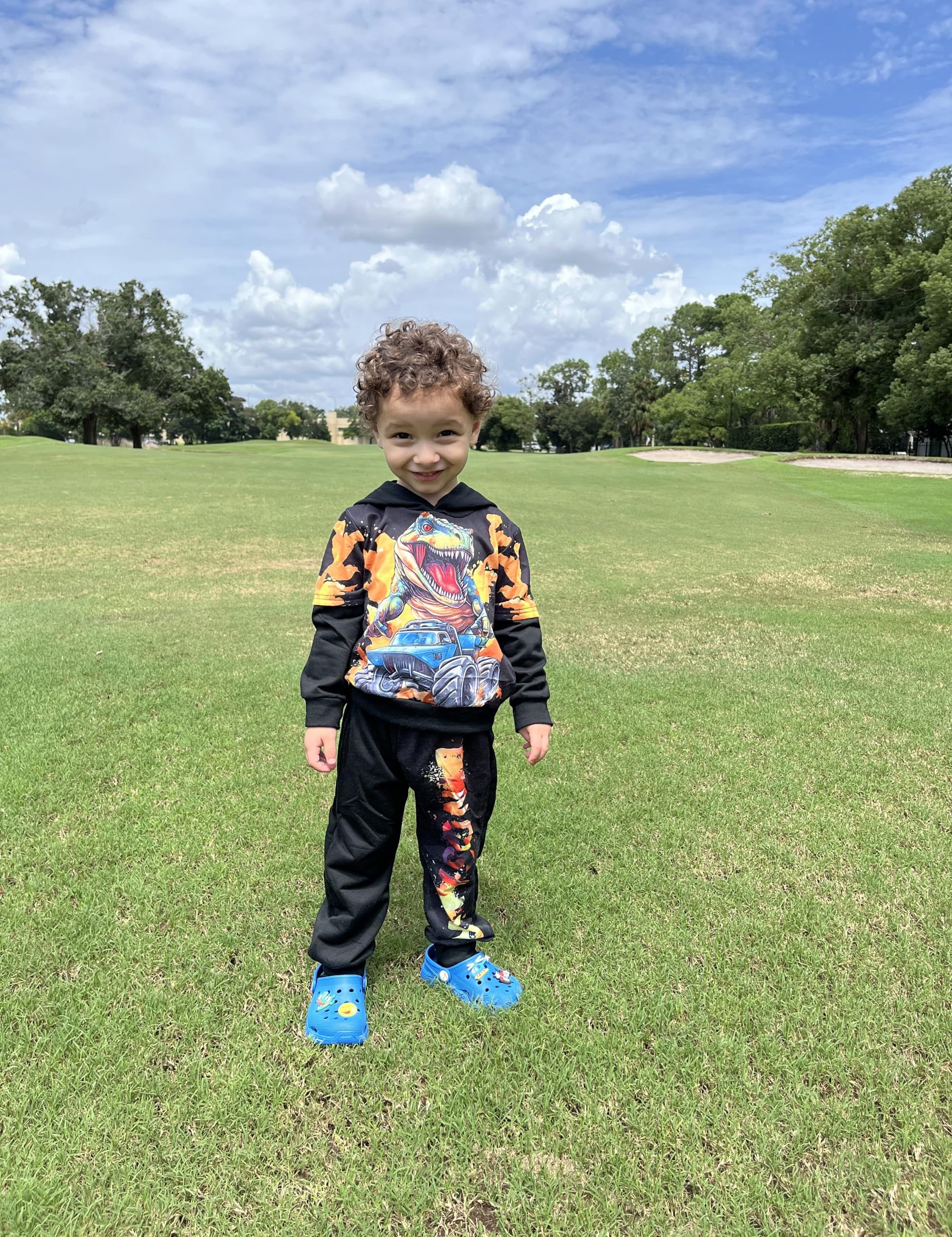 Dinosaur Printed Toddler Boys Clothes Set 3-7 Years - Long Sleeve Hoodie & Pants Outfit for Playtime, School & Outdoor Activities