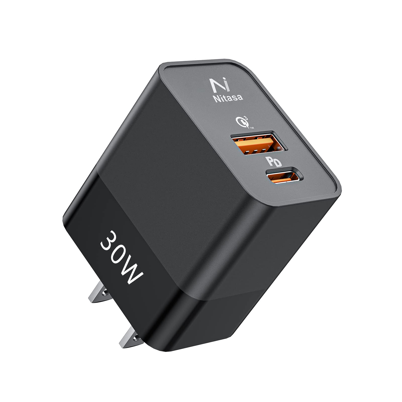 NITASA 30W Dual Port USB C Wall Charger - PD Fast Charger Adapter for iPhone 14/13/12/SE, iPad, Samsung S23/S22, Pixel 6/7 Pro - Super Fast Charging Block (25W PPS) - Perfect for Home, Office & Travel