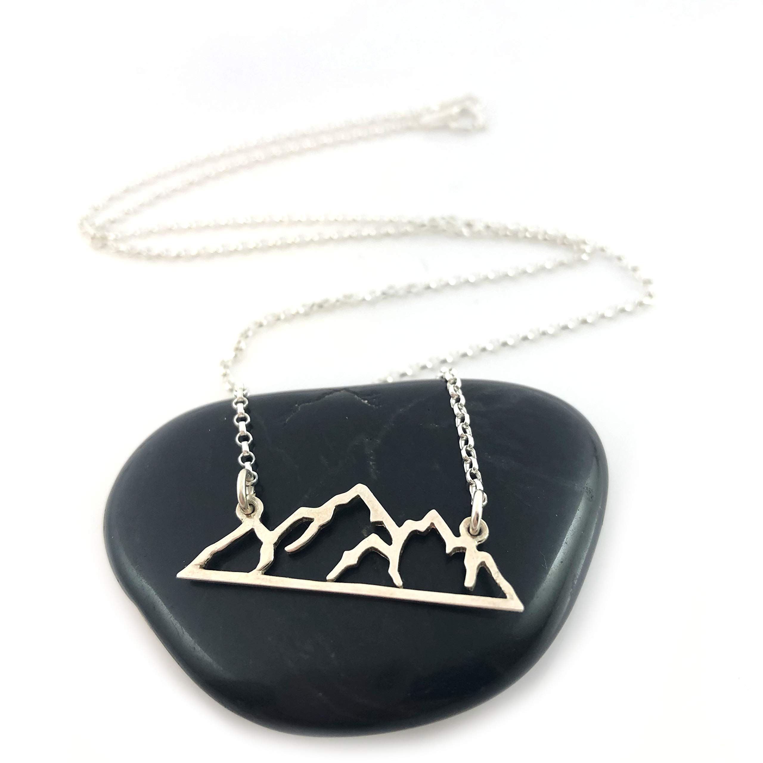 Sterling Silver Mountain Bar Connector Charm Necklace for Women | Dainty Layering Jewelry | Perfect for Everyday Wear, Date Nights & Gifting