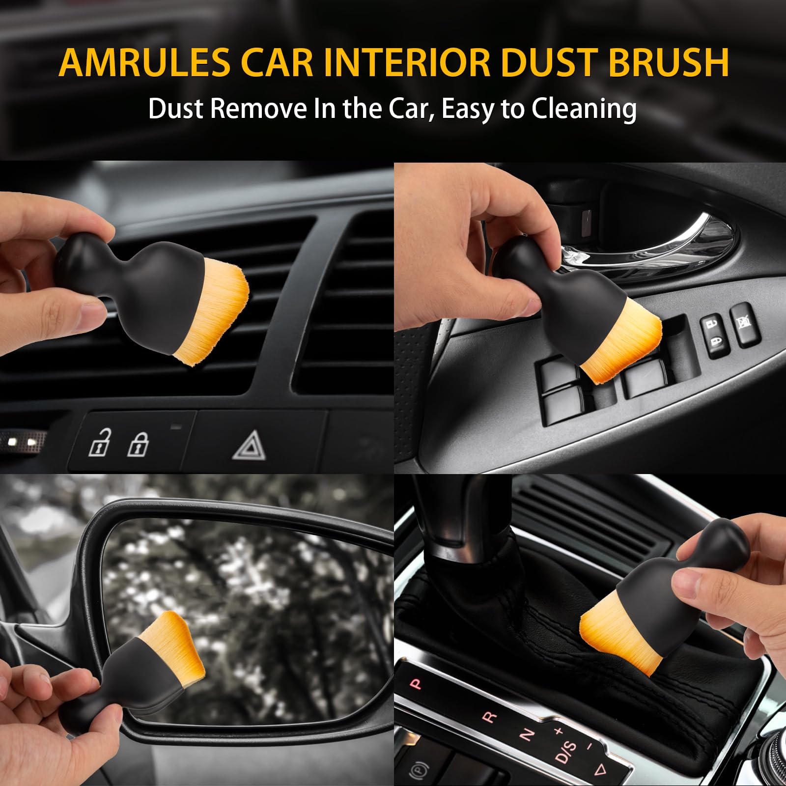 2PCS Premium Car Interior Detailing Brush Set - Soft Bristle Auto Cleaning Tools for Dashboard, Leather Seats, Vents & Exterior - Perfect for Car Detailing, Dusting & Interior Maintenance (Black)