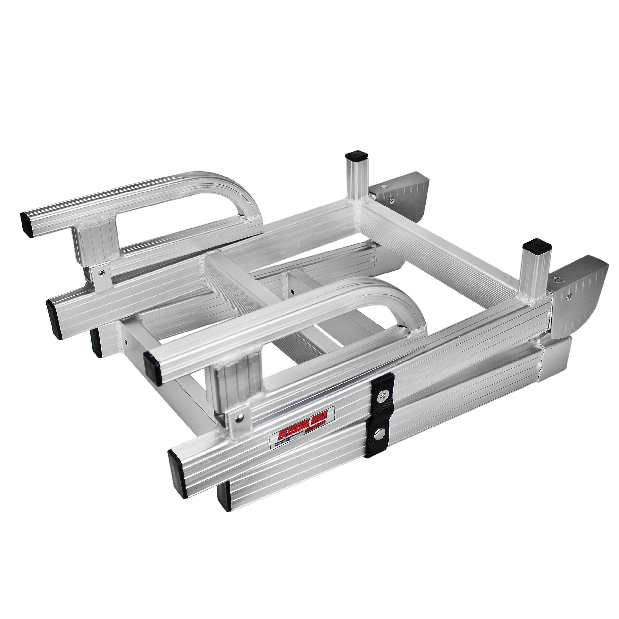 Extreme Max 3005.4089 Aluminum 4-Step Compact Folding Pontoon Boarding Ladder - Lightweight & Durable Boat Accessory for Easy Boarding from Water | Perfect for Fishing, Swimming & Water Sports