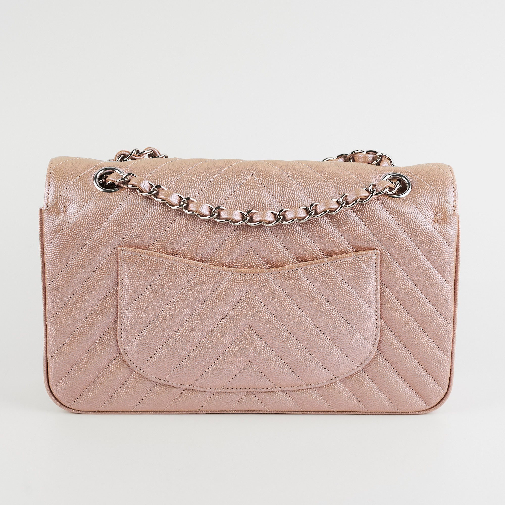 Chanel Medium Classic Double Flap Bag in Iridescent Rose Gold - 18B Collection | Luxury Handbag for Women, Evening Parties & Special Occasions