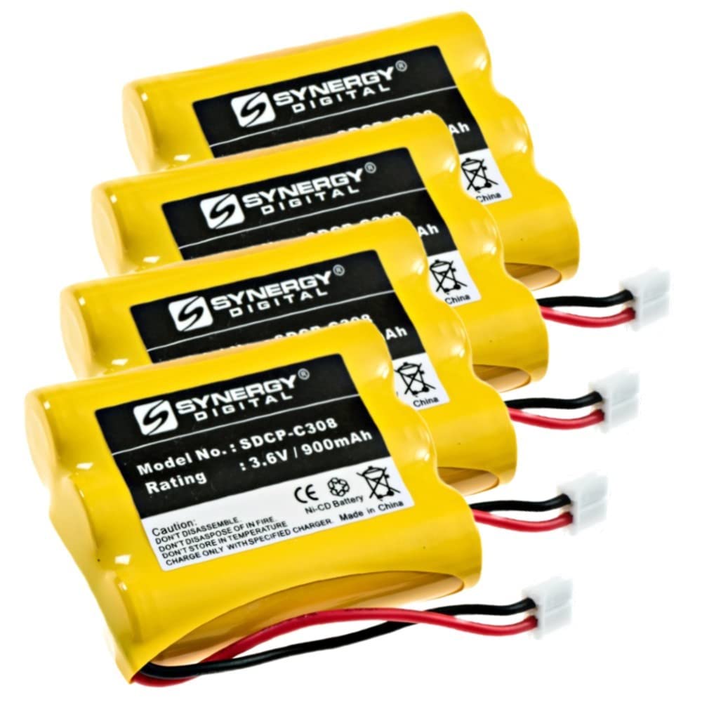 Synergy Digital Cordless Phone Batteries (Ni-CD, 3.6V, 900 mAh) - 4-Pack Replacement for RCA 26937GE1 & Vtech 80-5071-00-00 - Perfect for Home, Office, and Business Cordless Phones