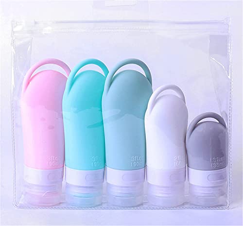 5-Pack TSA Approved Silicone Travel Bottles Set (1.3oz-3oz) - Leakproof, Squeezable & Refillable Toiletry Containers for Shampoo, Conditioner, Lotion & Liquids | Perfect for Air Travel, Gym, Camping & Vacation Essentials