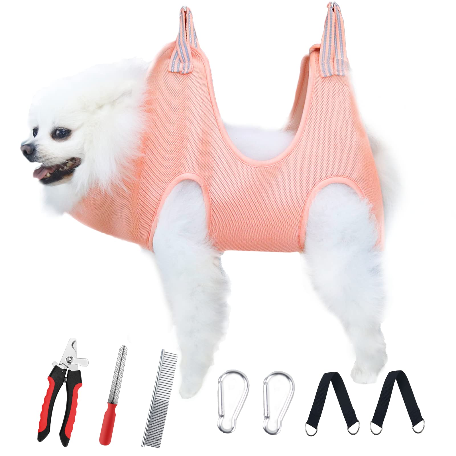 Nepfaivy Pet Grooming Hammock for Dogs & Cats - Adjustable Dog Grooming Sling for Nail Trimming, Bathing & Haircuts - Safe Hanging Harness for Small Dogs, Puppies & Kittens - Perfect for Home Grooming & Vet Visits