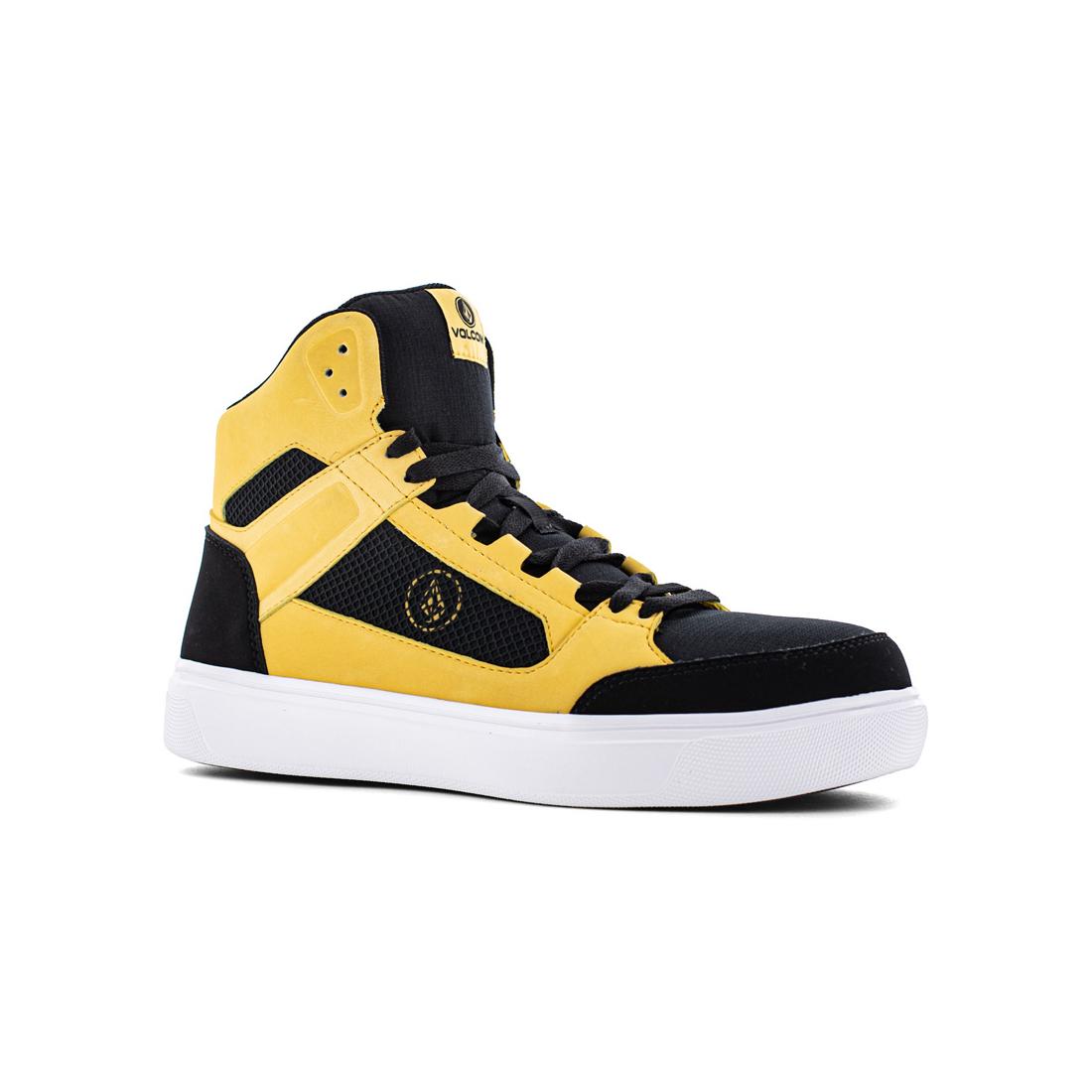 Evolve Composite Toe High Top Work Boots for Men - Black & Yellow Safety Shoes - Durable & Comfortable for Construction, Warehouse, and Outdoor Work