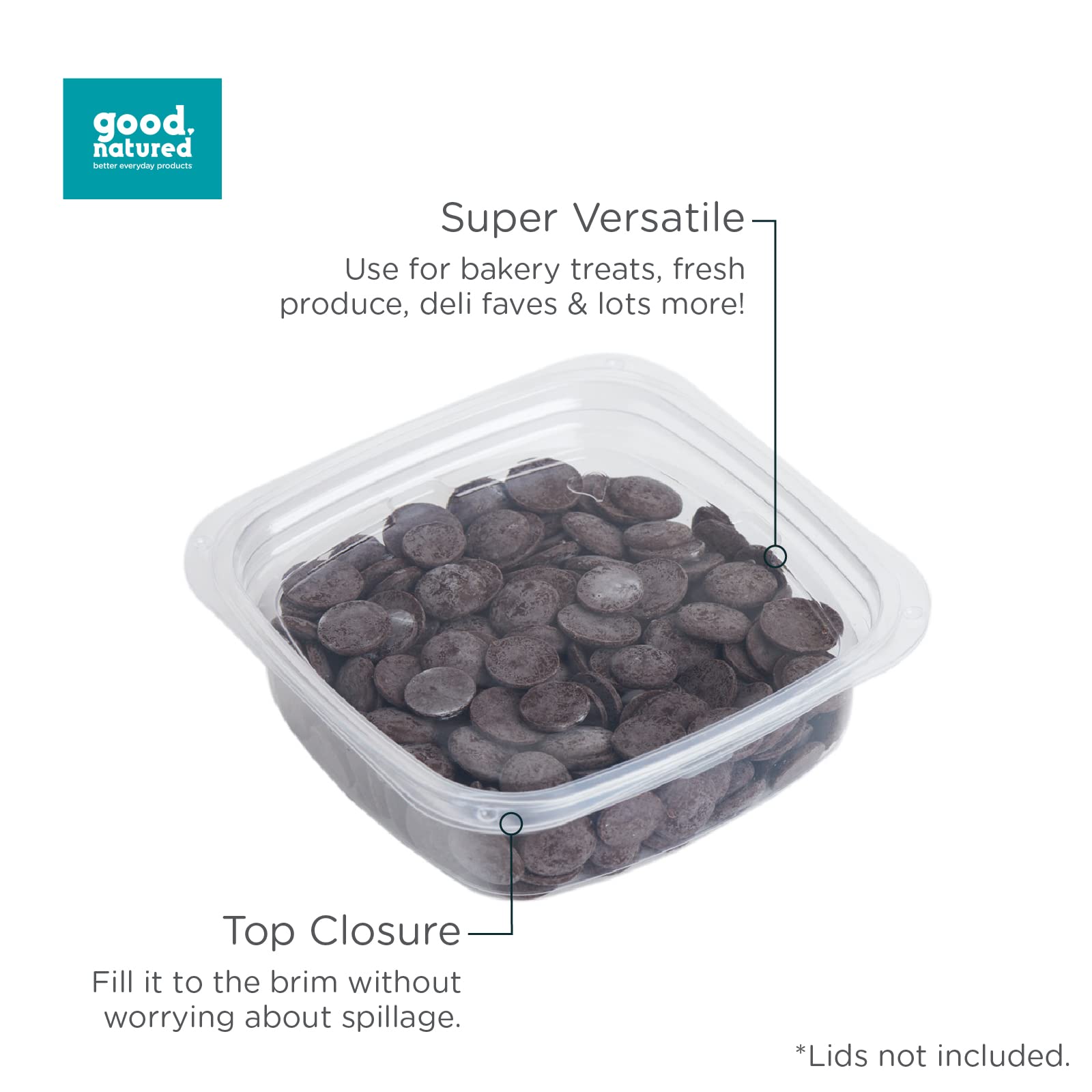 Good Natured 8 oz. Deli Containers (Pack of 675) - 99% Plant-Based, BPA-Free Clear Food Storage Containers - Stackable Square Containers for Meal Prep, Leftovers & Restaurant Use - Eco-Friendly Food Packaging