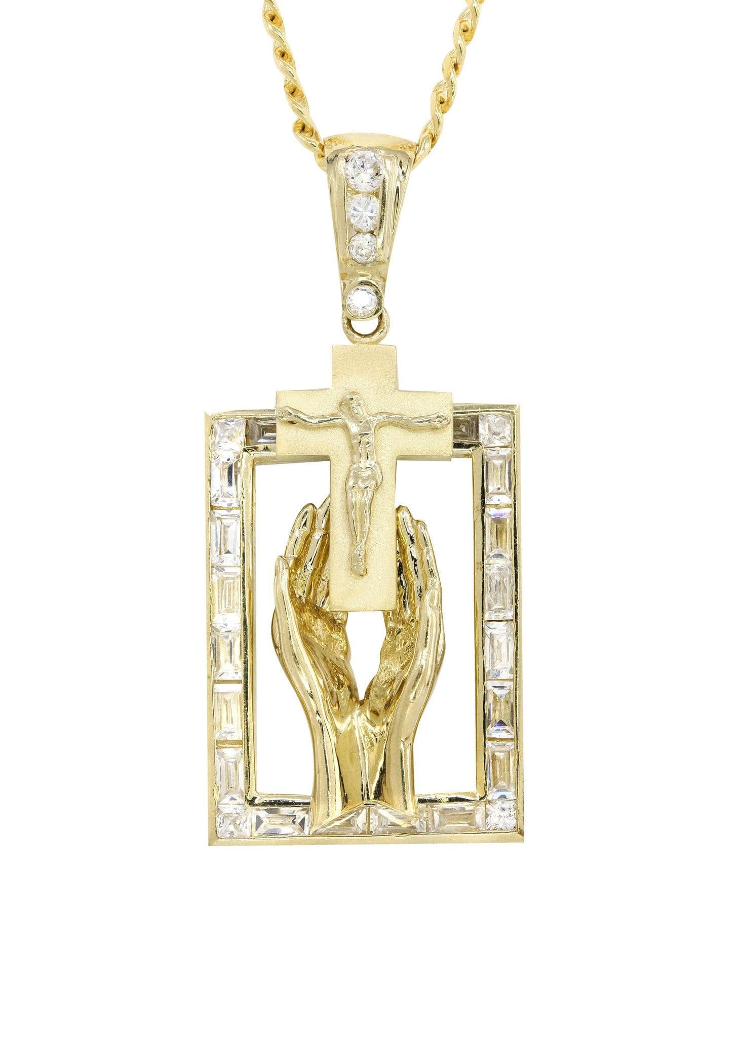 10K Yellow Gold Praying Hands Pendant Necklace | 33 Grams | Religious Jewelry for Prayer, Gifts & Special Occasions