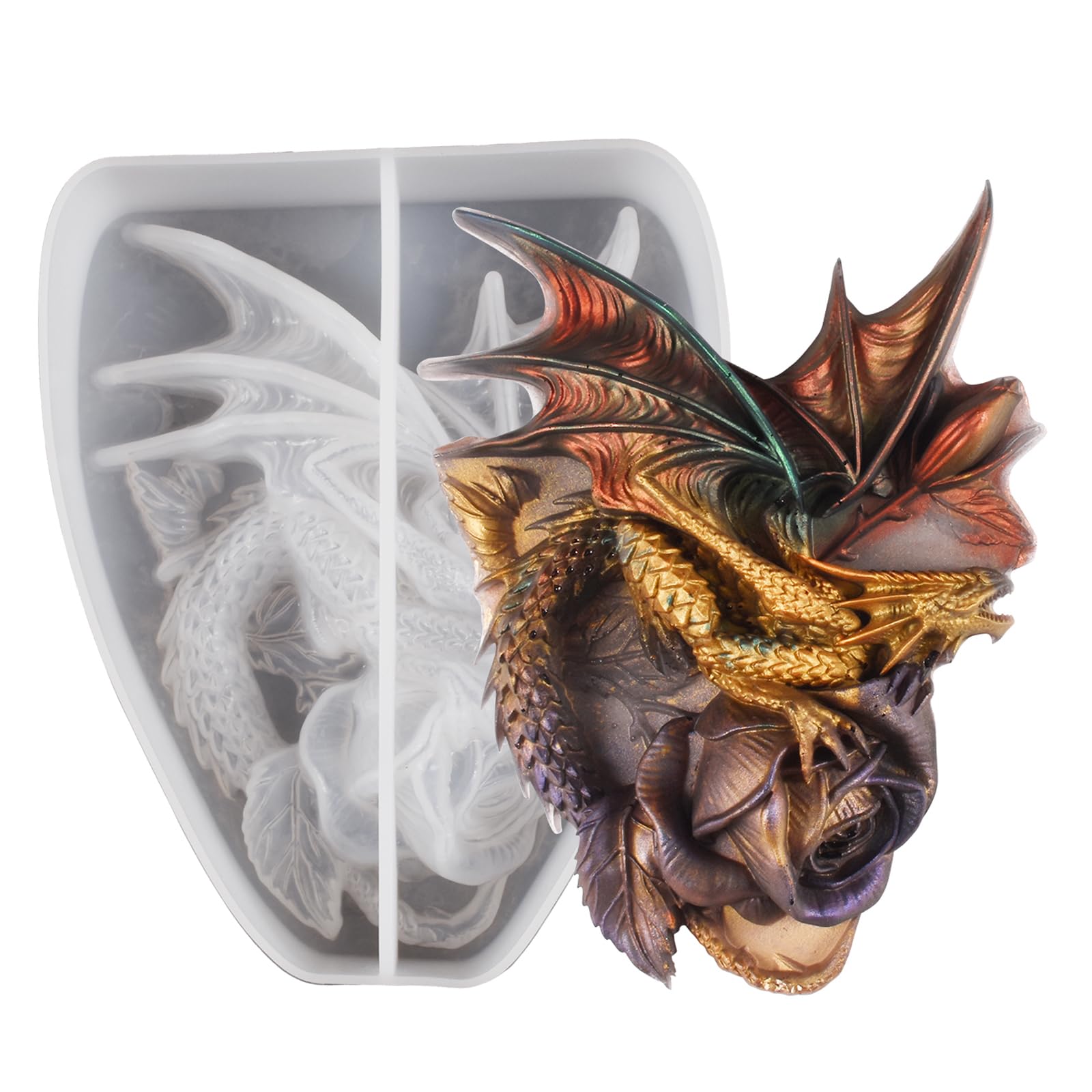 Premium Large Rose Dragon Skull Dinosaur Resin Molds - Thick Flexible Silicone Molds for DIY Candle Making, Soap Crafting & Gothic Home Decor - Perfect for Halloween Decorations, Gothic Wedding Centerpieces & Dark Fantasy Art Projects