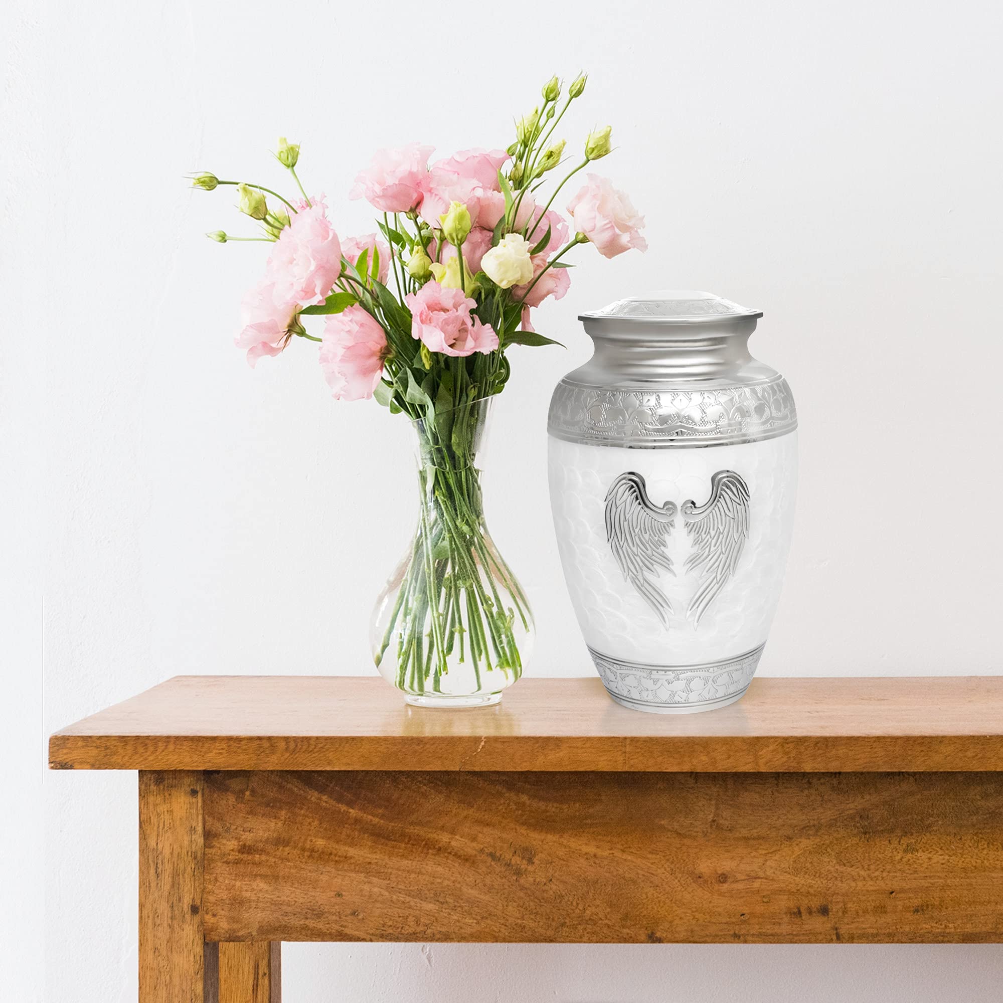 Elegant White Angel Wings Cremation Urn for Adults - Memorial Keepsake for Human Ashes | Perfect for Home Memorial Display, Funeral Services & Remembrance Ceremonies