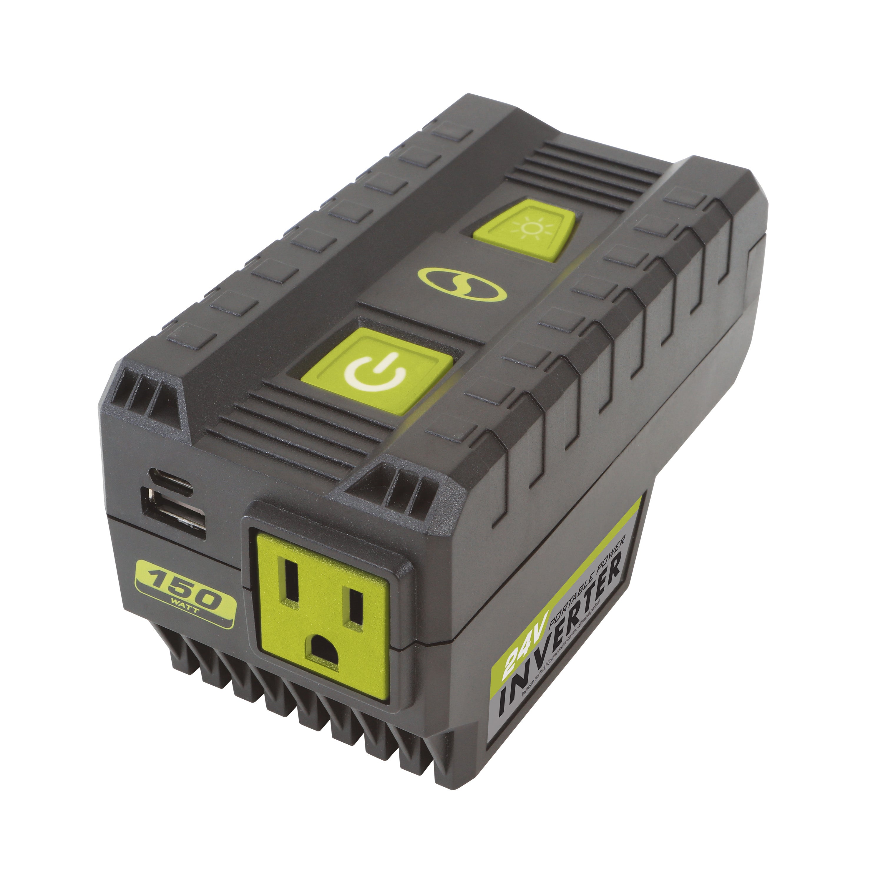 Sun Joe 24V 150WI CT 24 Volt IONMAX Cordless Power Inverter with USB Type A+C Ports, AC Outlet & LED Light | 150W Portable Battery Converter | Perfect for Camping, Road Trips & Emergency Power Outages