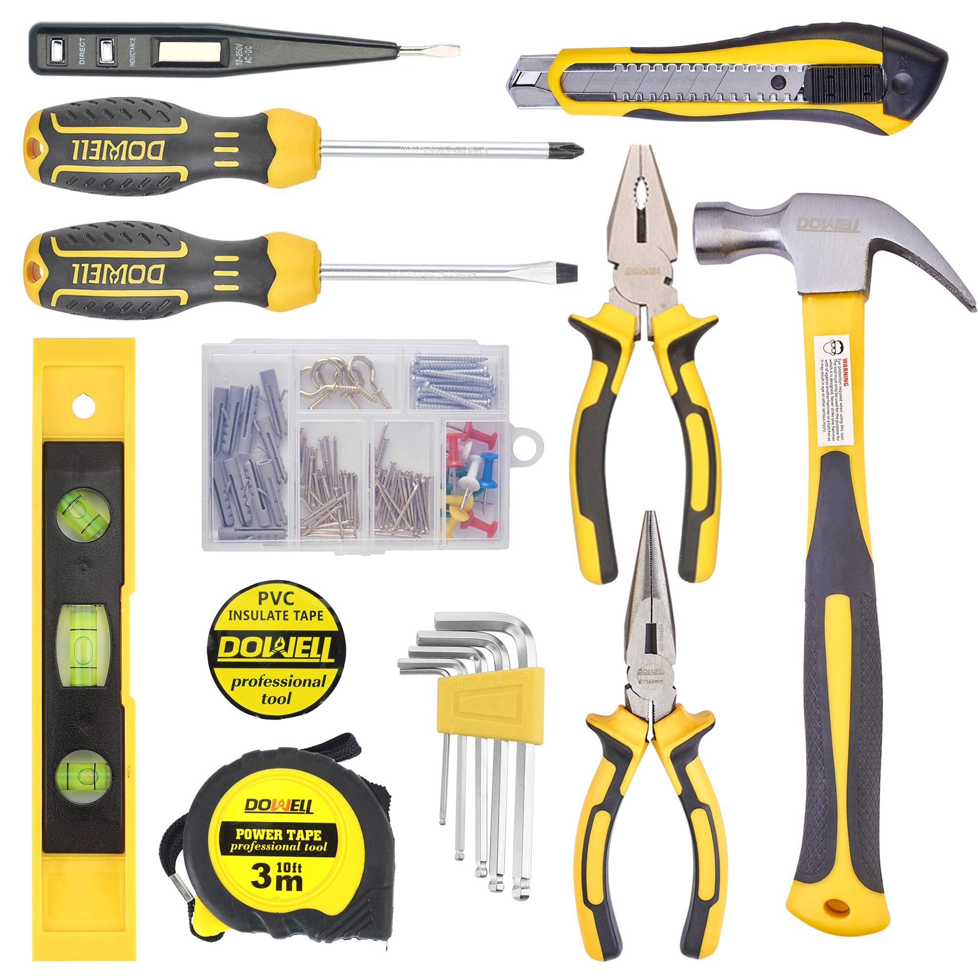 DOWELL 116-Piece Home Tool Kit with Toolbox - Complete Household Hand Tool Set for DIY Repairs, Maintenance & Projects | Perfect for Home Improvement, Furniture Assembly & Emergency Fixes