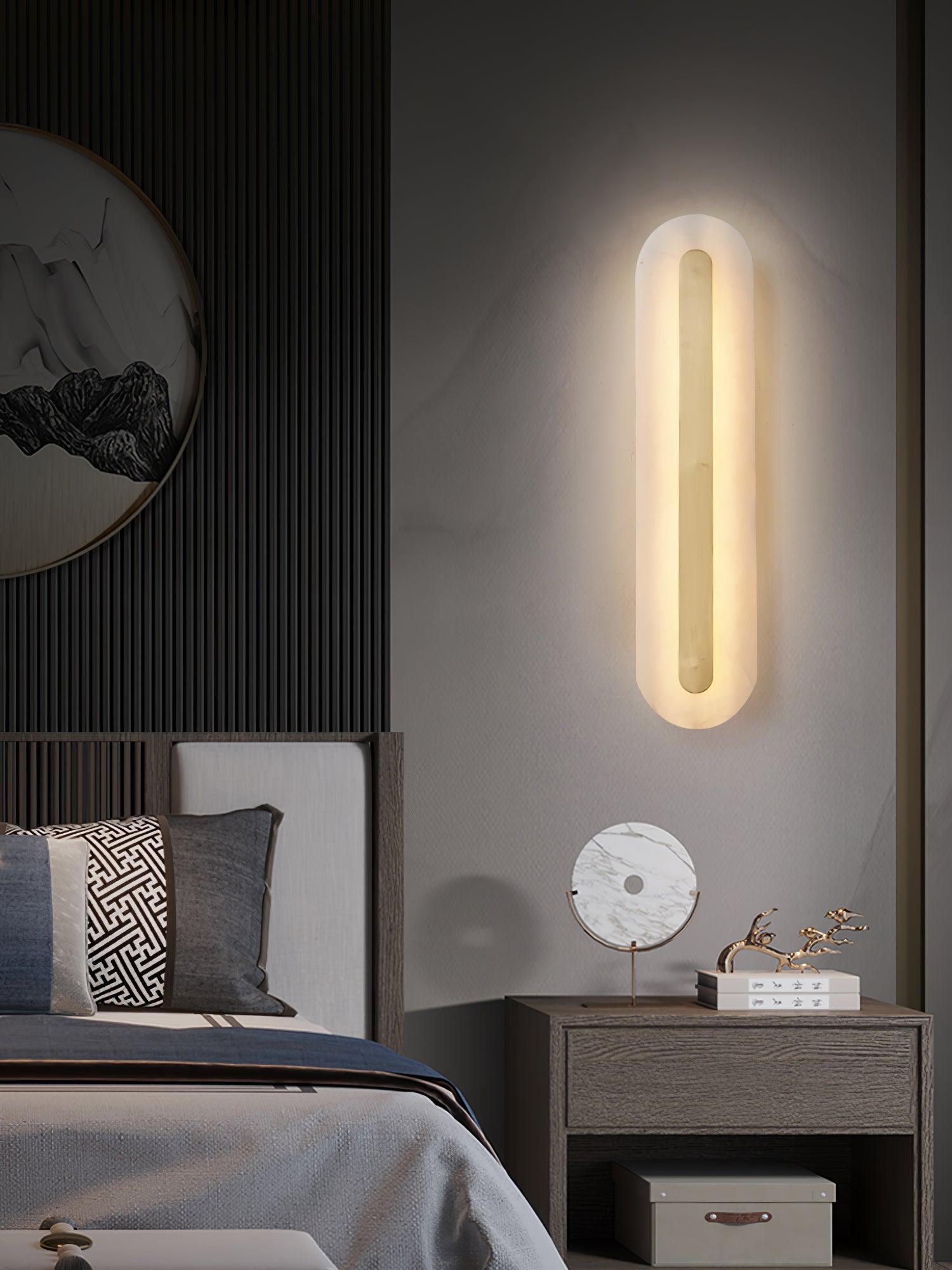 Modern Alabaster Rounded Wall Light Fixture - Elegant Indoor Sconce for Living Room, Bedroom & Hallway Lighting