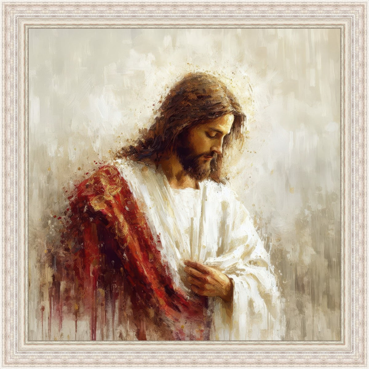Large Jesus Christ in Red Robes Wall Art - Religious Home Decor for Living Room, Church & Prayer Space