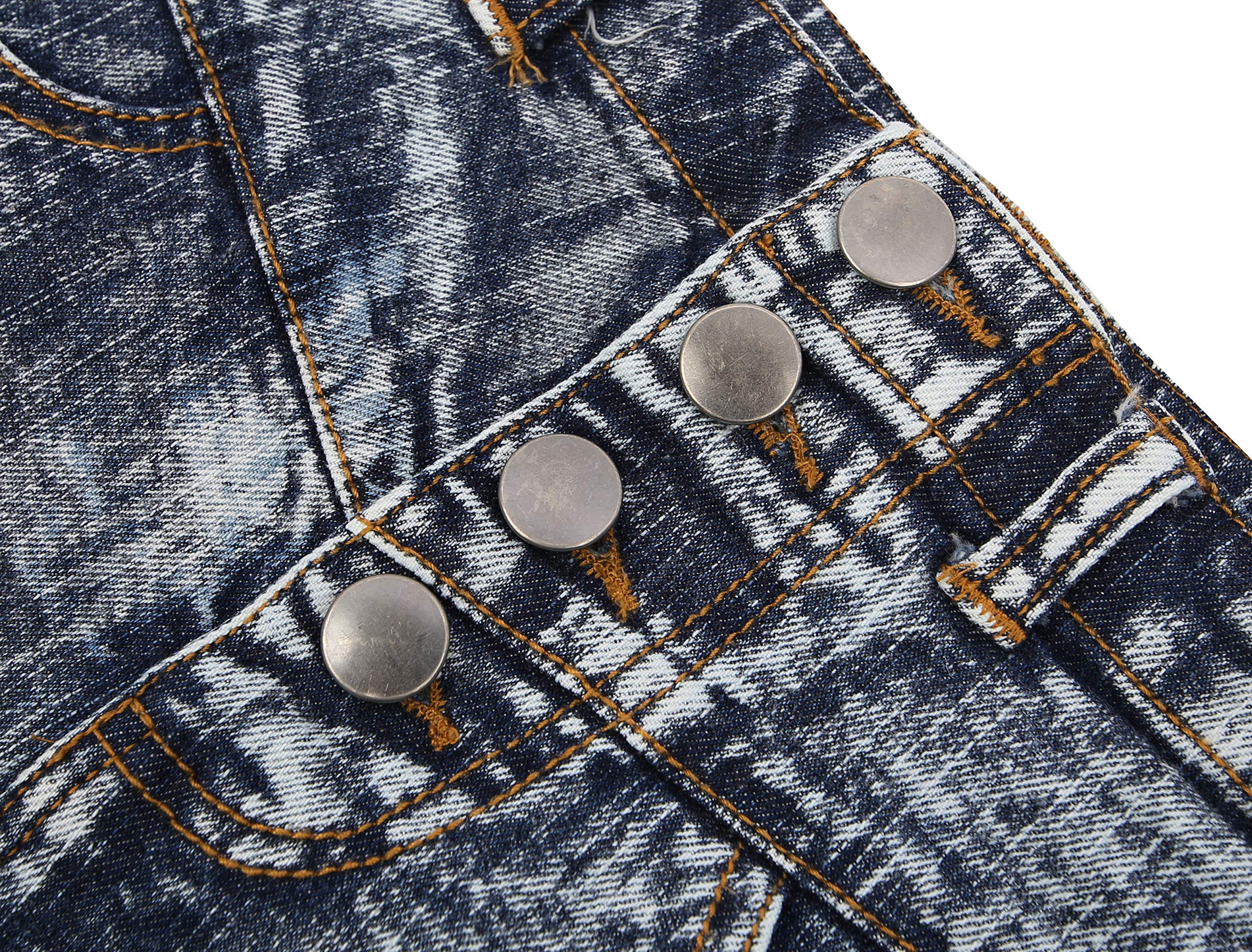 Bienzoe Girls' Ripped Denim Shorts for Kids - Adjustable Waist, Rolled Hem, Stretchy Cotton Bermuda Shorts | Perfect for Summer, Casual Wear, and Playdates