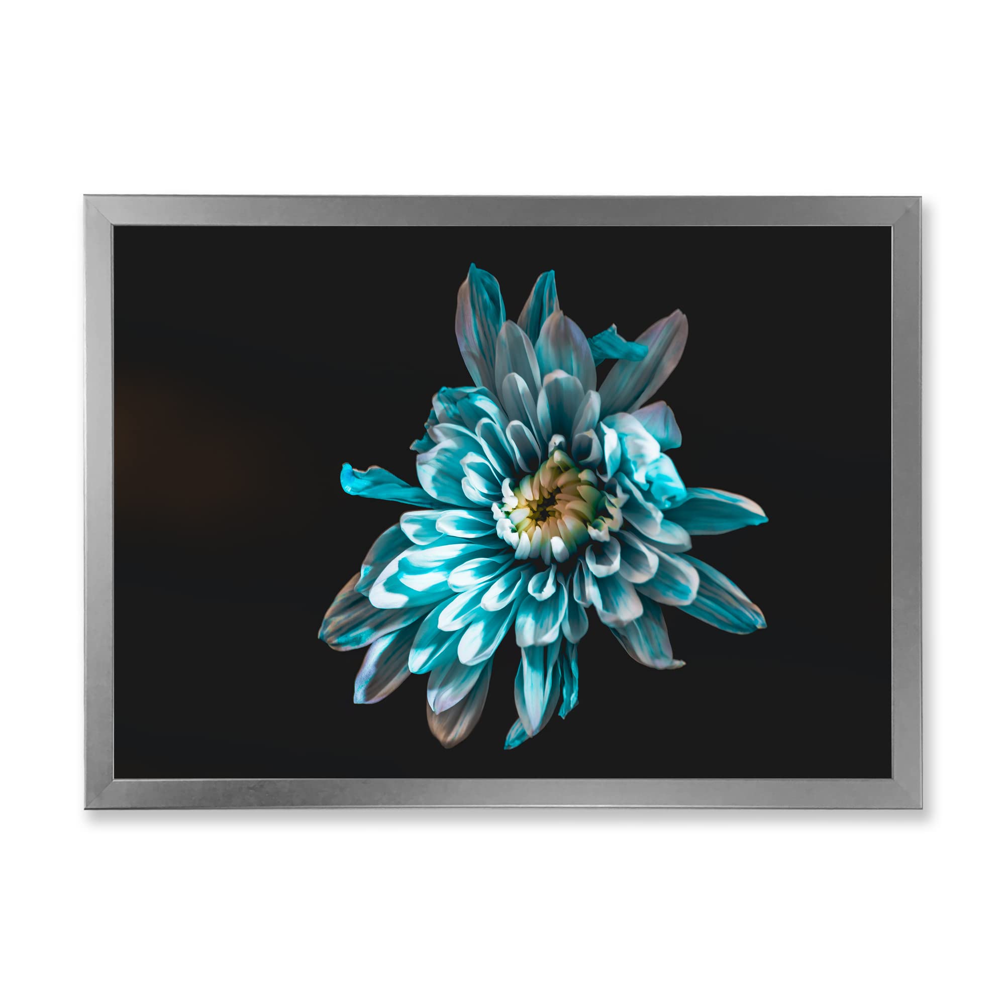 DesignQ Blue and White Floral Traditional Framed Wall Art - Elegant Home Decor for Living Room, Bedroom & Office