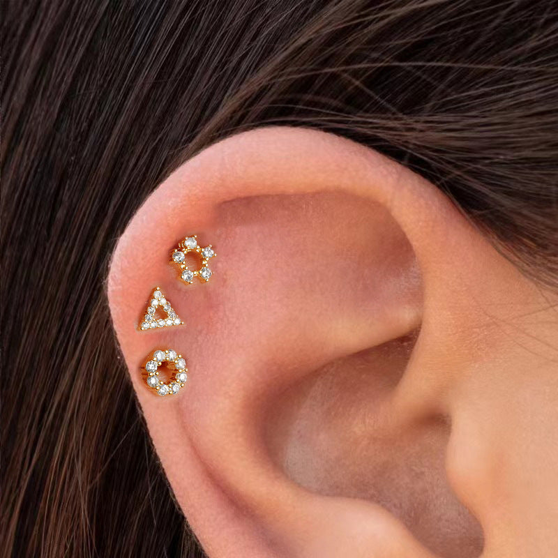 16G Celestial Cartilage Stud Earrings for Women - Silver Star & Moon Piercing Jewelry - HSPJ219 | Perfect for Daily Wear, Parties & Gifts