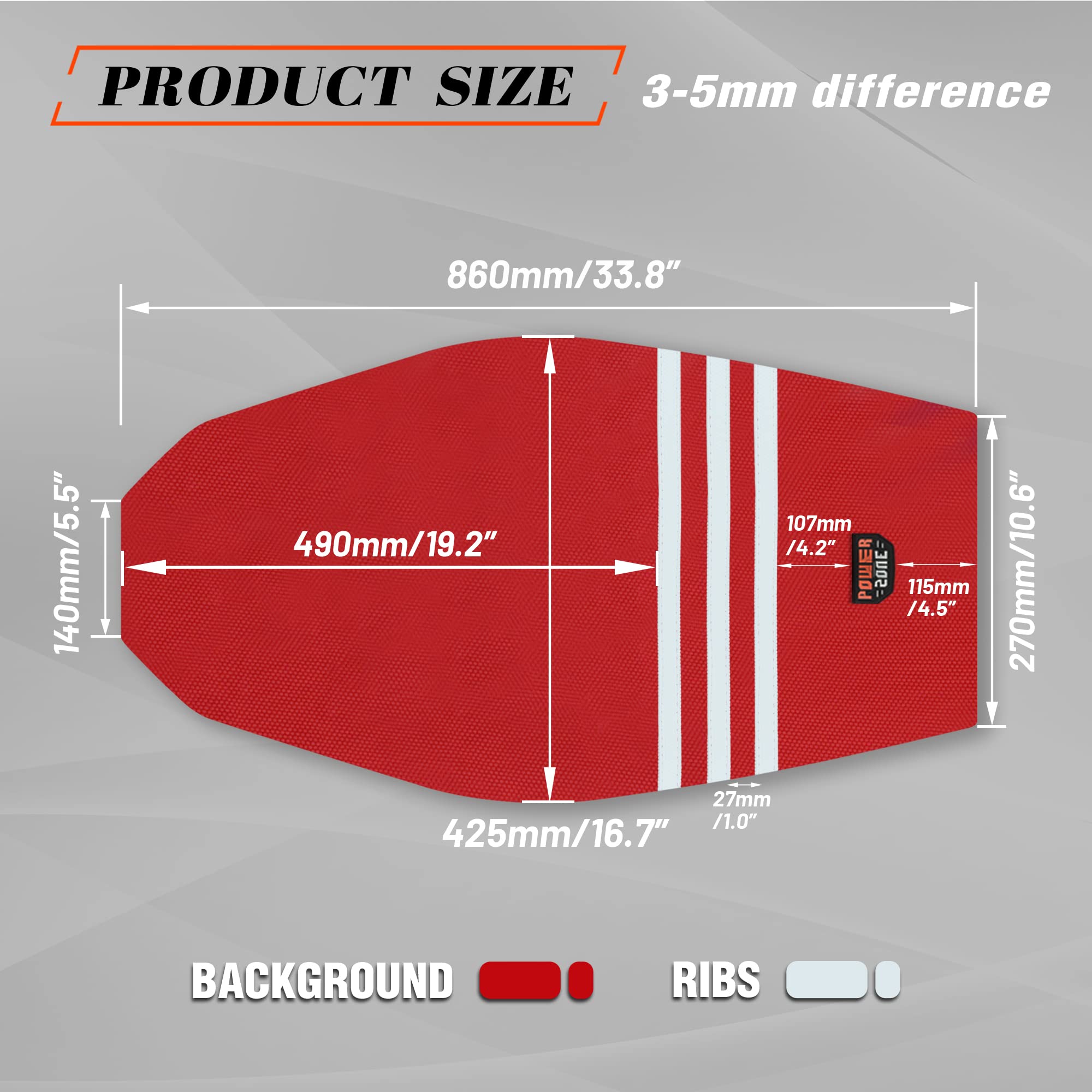 Non-Slip Dirt Bike Seat Cover - Universal Motorcycle Seat Cover for Motocross & Enduro - Red & White Grip Design - Perfect for Off-Road Racing & Trail Riding