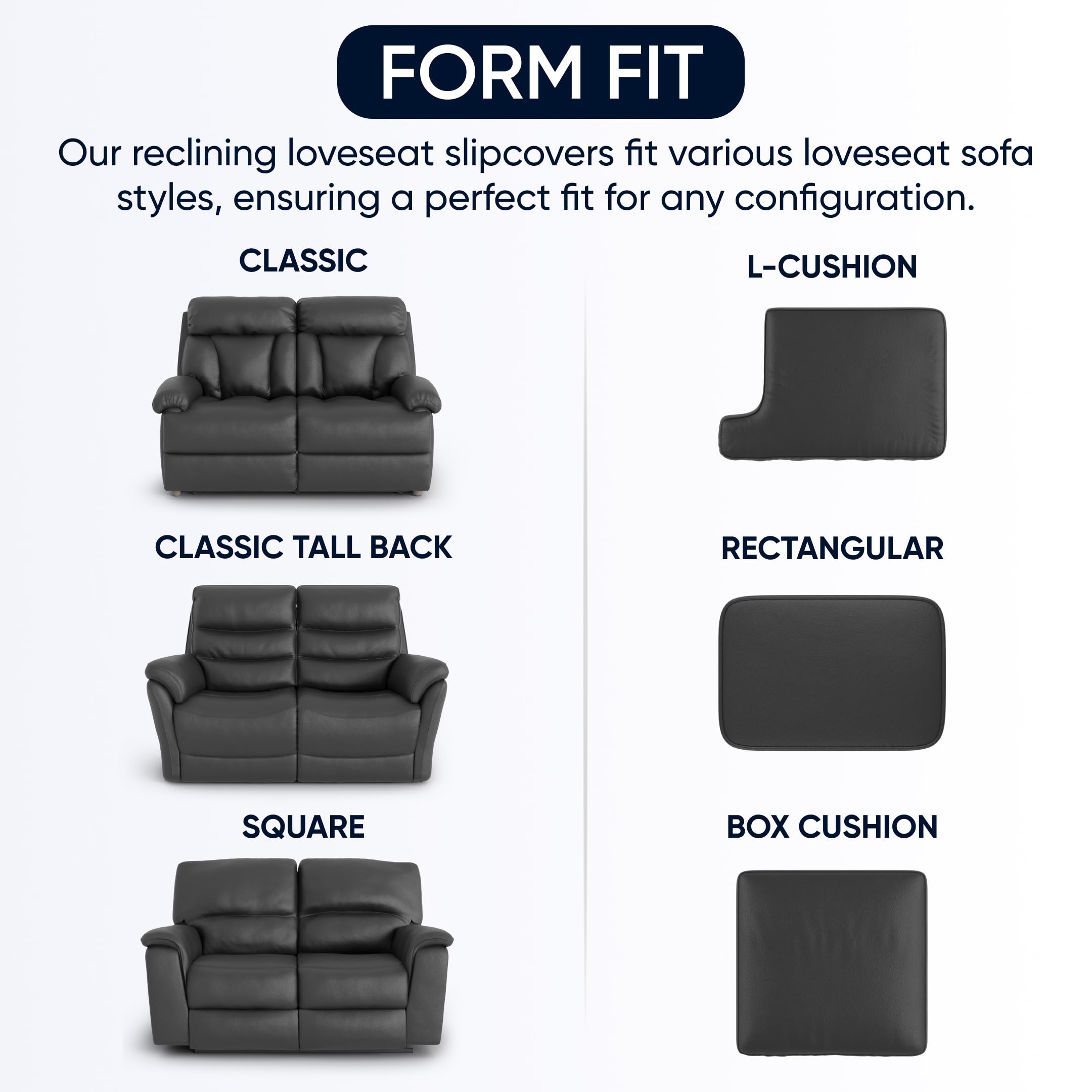 PAULATO BY GA.I.CO. Recliner Loveseat Cover - 2 Seater Stretch Sofa Slipcover - Soft Velvet Polyester Fabric Protector - Form Fit 1-Piece Furniture Cover - Black | Perfect for Living Room, Home Theater & Office Recliners