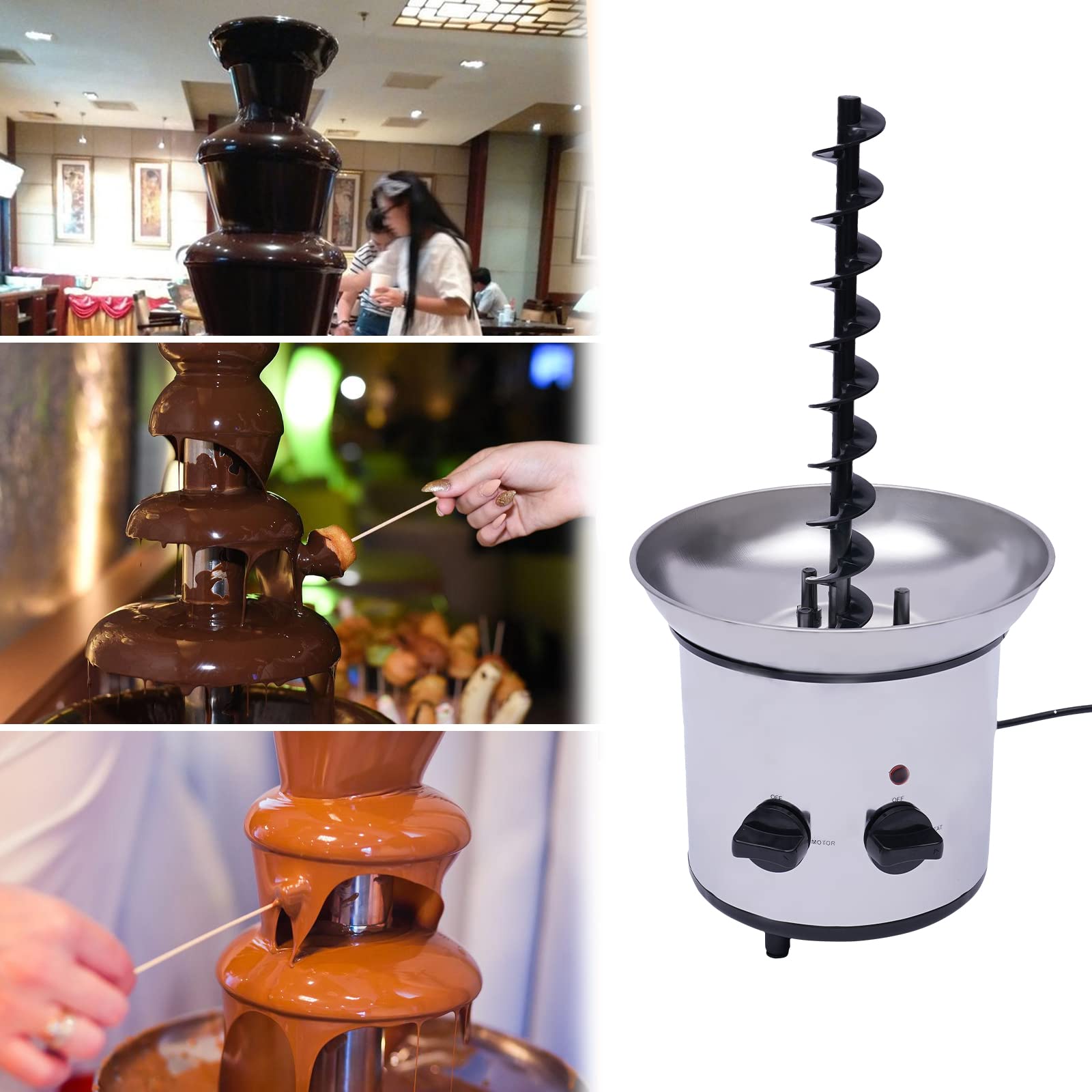 4 Tier Stainless Steel Chocolate Fountain Machine - Electric Chocolate Fondue Fountain for Parties, Weddings, Birthdays | Perfect for Dessert Buffets, Catering Events & Home Entertaining