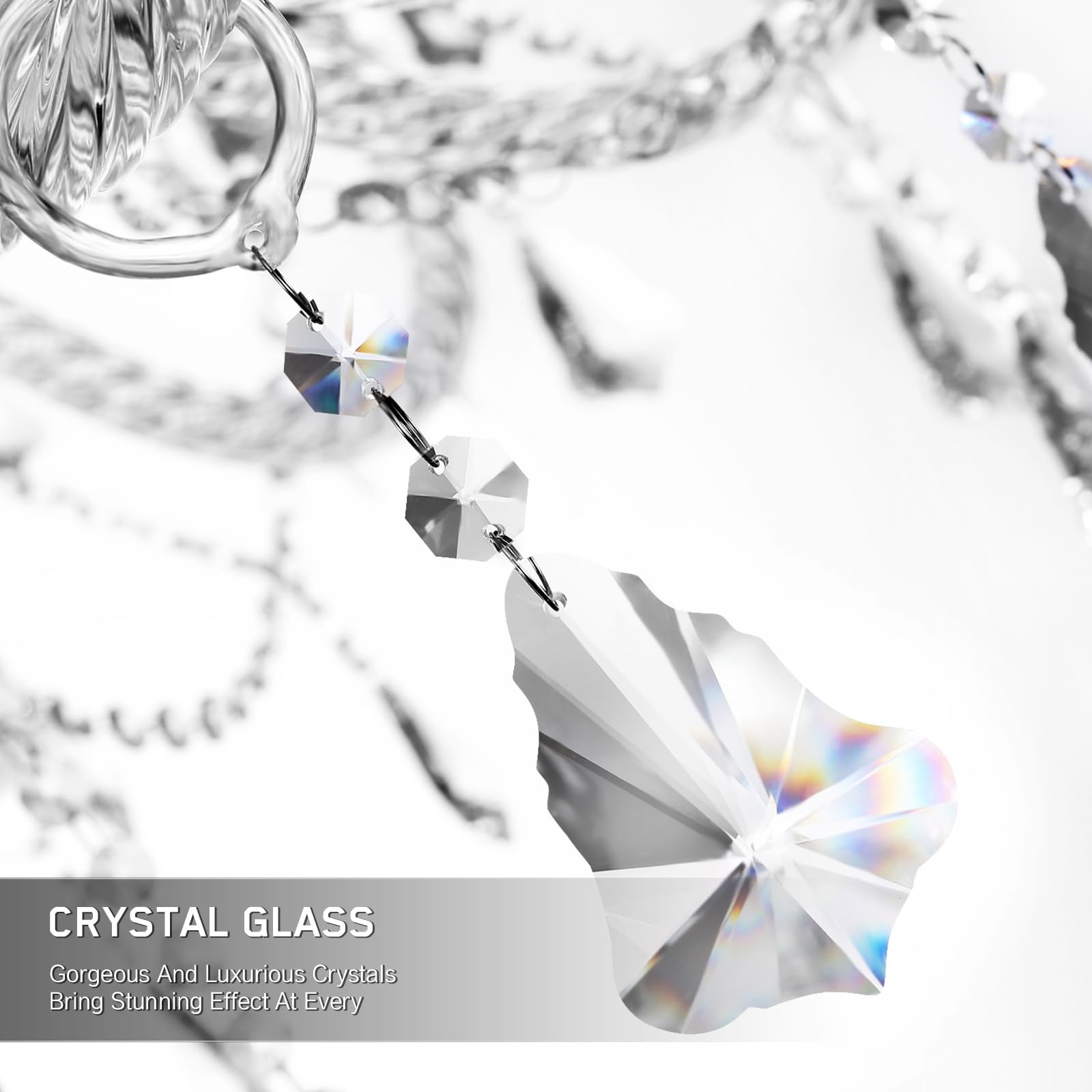 Ridgeyard Luxury 15-Light Crystal Chandelier - K9 Crystal Glass Pendant Ceiling Light Fixture for Dining Room, Living Room, Bedroom & Hallway - Elegant Entryway Lighting for Home Decor & Special Occasions