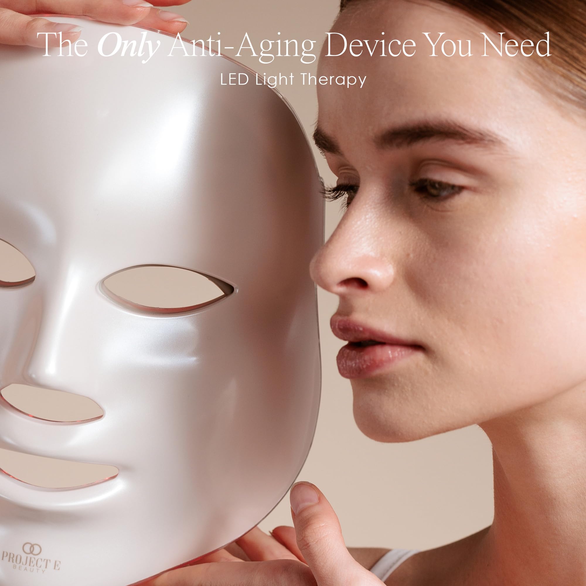Project E Beauty LightAura LED Light Therapy Mask for Anti-Aging & Skin Rejuvenation | Reduces Wrinkles, Tightens Skin & Boosts Collagen | Soothes Inflammation & Sensitive Skin | Brightens Complexion | Perfect for Daily Skincare Routine & At-Home Spa Treatments