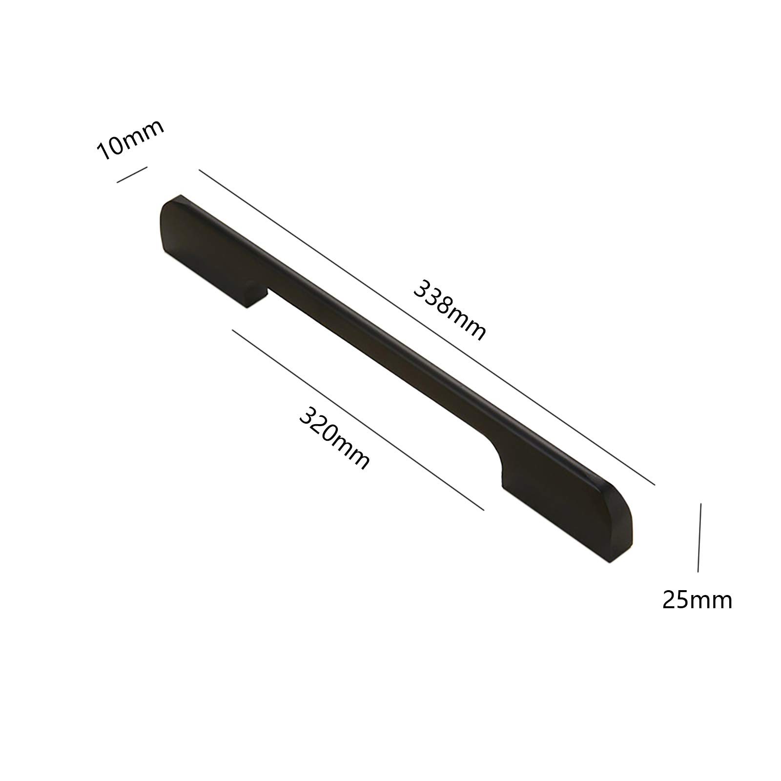 2 Pack Matte Black Cabinet Door Pulls - Solid Aluminum Alloy Drawer Handles for Kitchen, Wardrobe & Dresser (320mm Hole Center) - Durable Modern Hardware for Home Furniture & Cabinetry