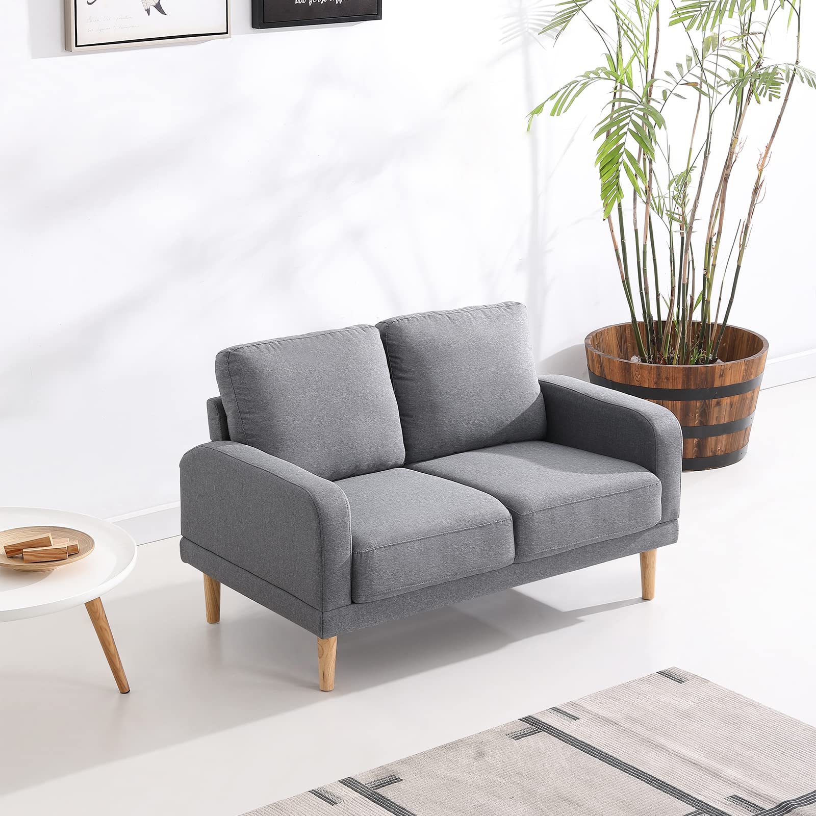 50 Inch Small Loveseat Sofa for Apartments - Compact Couches for Small Spaces, Light Gray Upholstered Mini Love Seat - Perfect for Living Room, Bedroom & Studio Apartments (Space-Saving Furniture Solution)