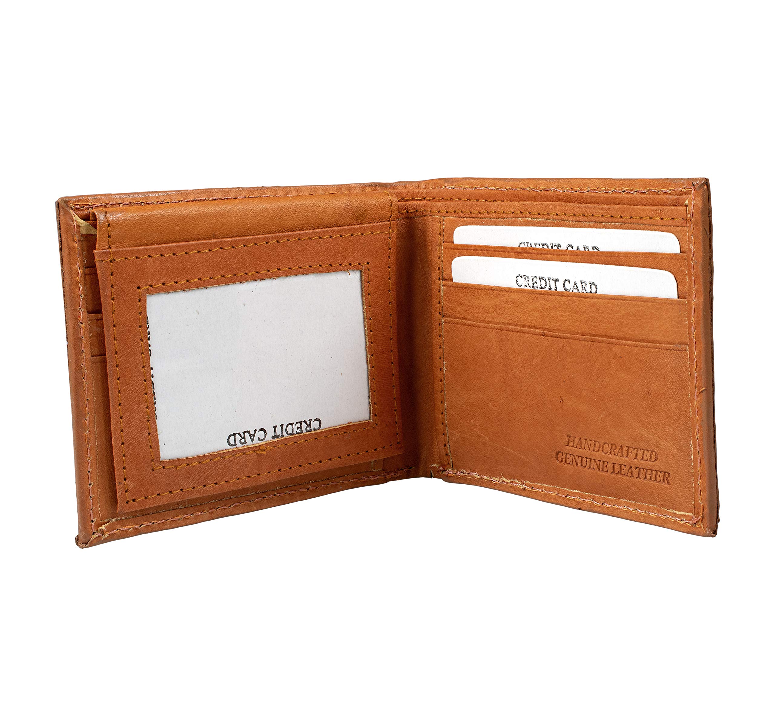 Genuine Ostrich Leather Exotic Wallet for Men & Women - Premium Brown Luxury Bifold Wallet with RFID Protection - Perfect for Travel, Business & Everyday Use