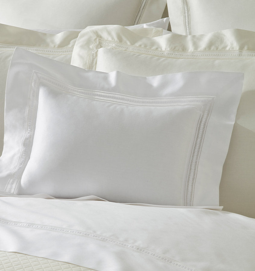 Luxury Diamond Embroidered Pillowcases Set of 2 - Soft Bedding for Women & Men - Elegant Home Decor for Master Bedroom, Guest Room & Hotels (Queen Size, White)