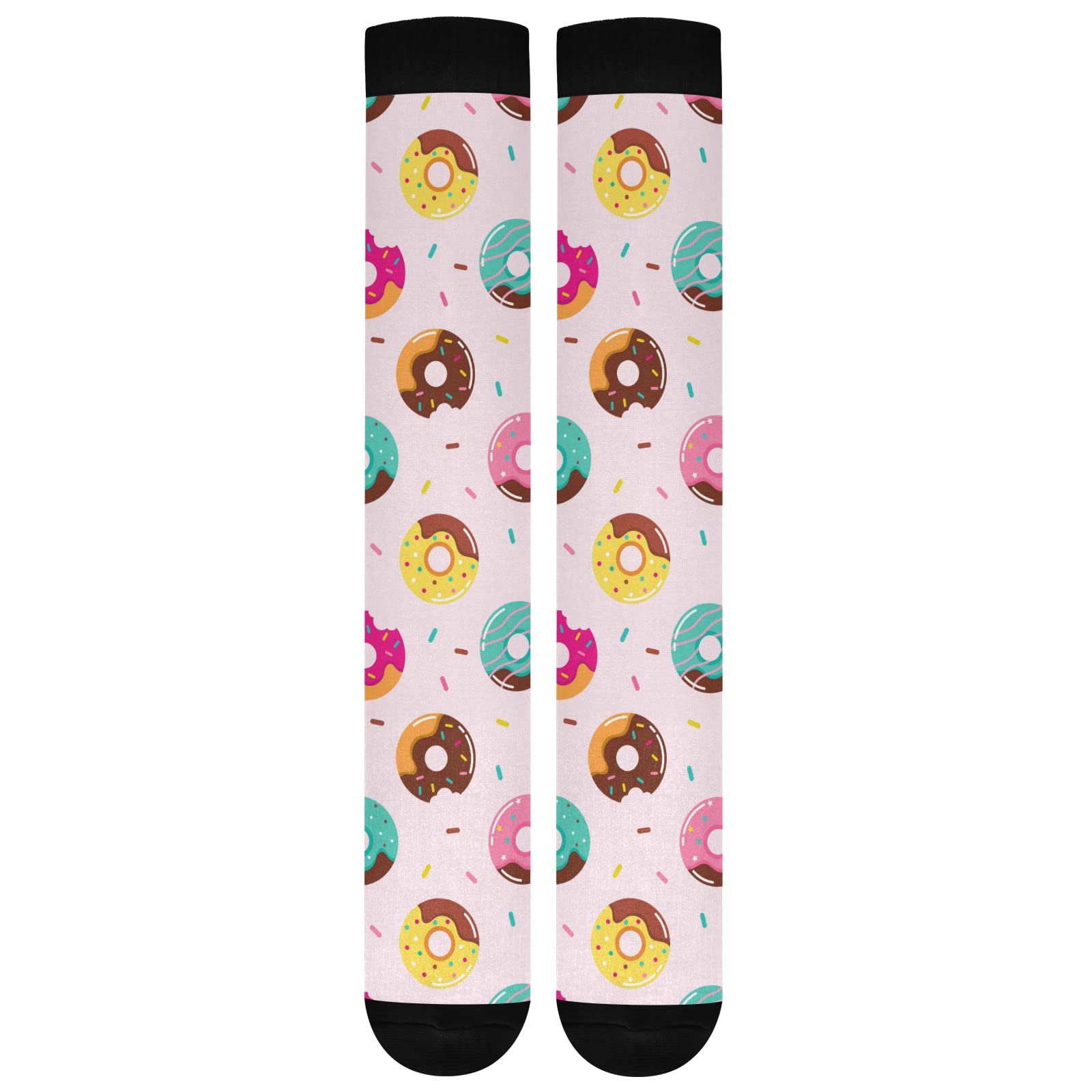 JUNZAN Sweet Doughnuts Compression Socks for Women & Men - Breathable Circulation Support Socks for Running, Cycling, Nursing & Athletic Performance - Perfect for Sports, Work & Daily Comfort