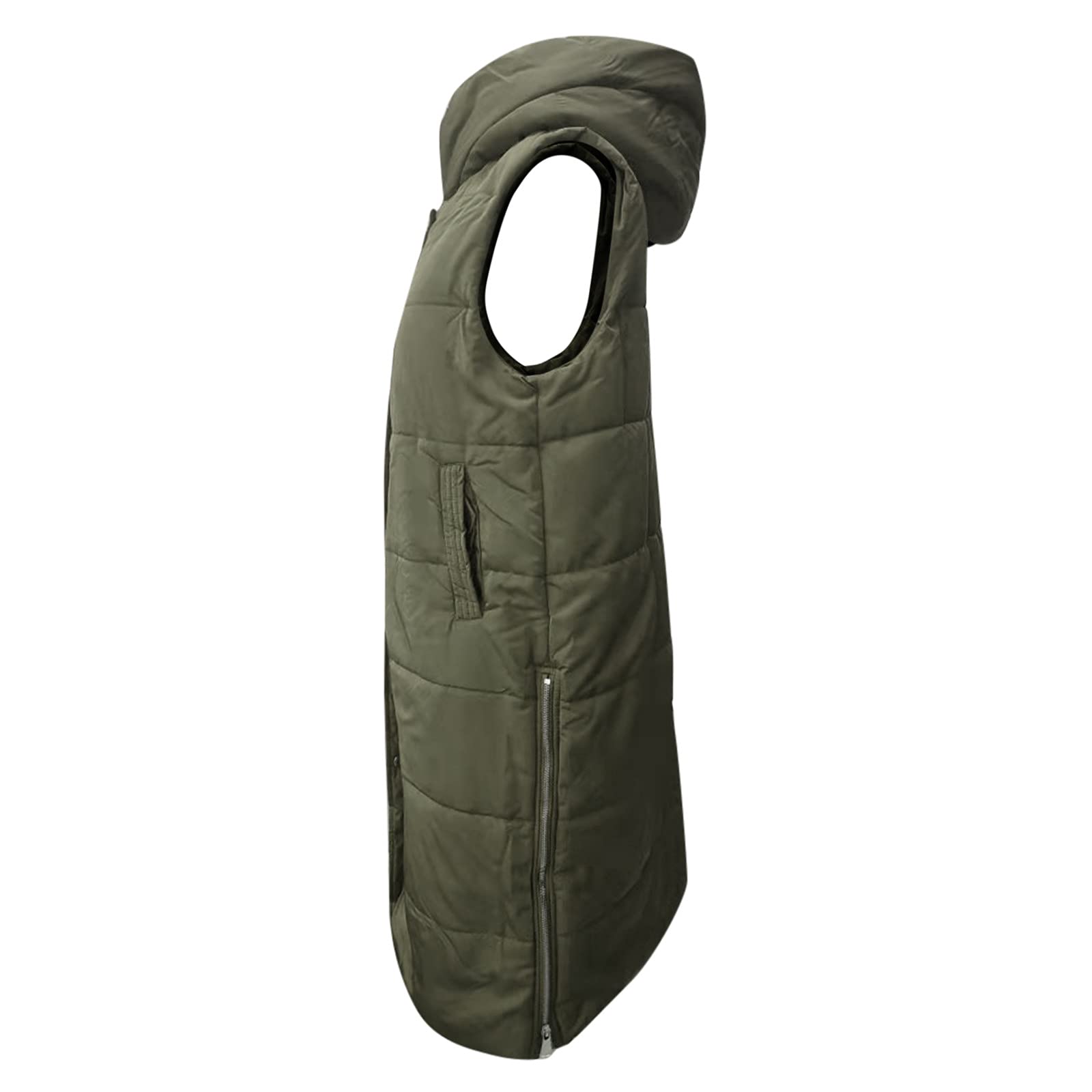 Women's Quilted Sleeveless Down Vest with Hood - Warm Winter Coat with Pockets - Soft Fleece Lined Jacket for Outdoor Activities, Hiking & Cold Weather Fashion