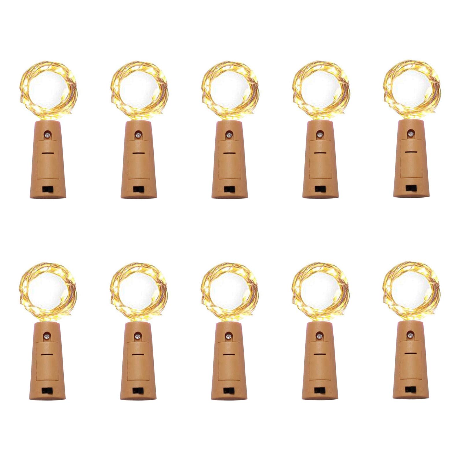10 Pack 15 LED Wine Bottle Cork Lights - Battery Operated Fairy String Lights with Copper Wire for DIY, Christmas Decorations, Halloween Party, Wedding Centerpieces - Indoor & Outdoor Starry Lights (Warm White) - Perfect for Home Decor, Table Settings & Romantic Ambiance