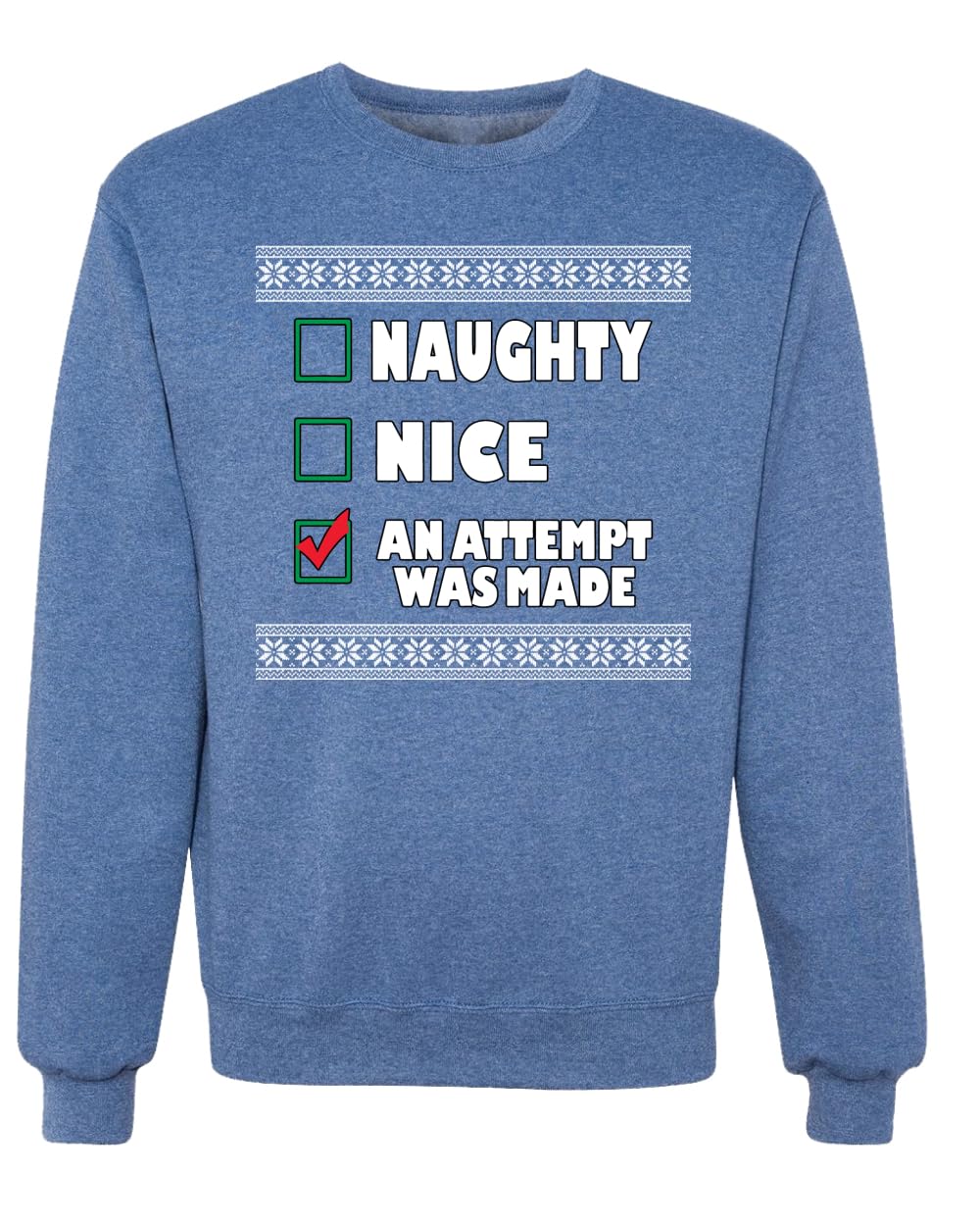 Wild Bobby Naughty & Nice Christmas Graphic Sweatshirt - Unisex Crewneck Holiday Pullover for Xmas Parties & Family Gatherings